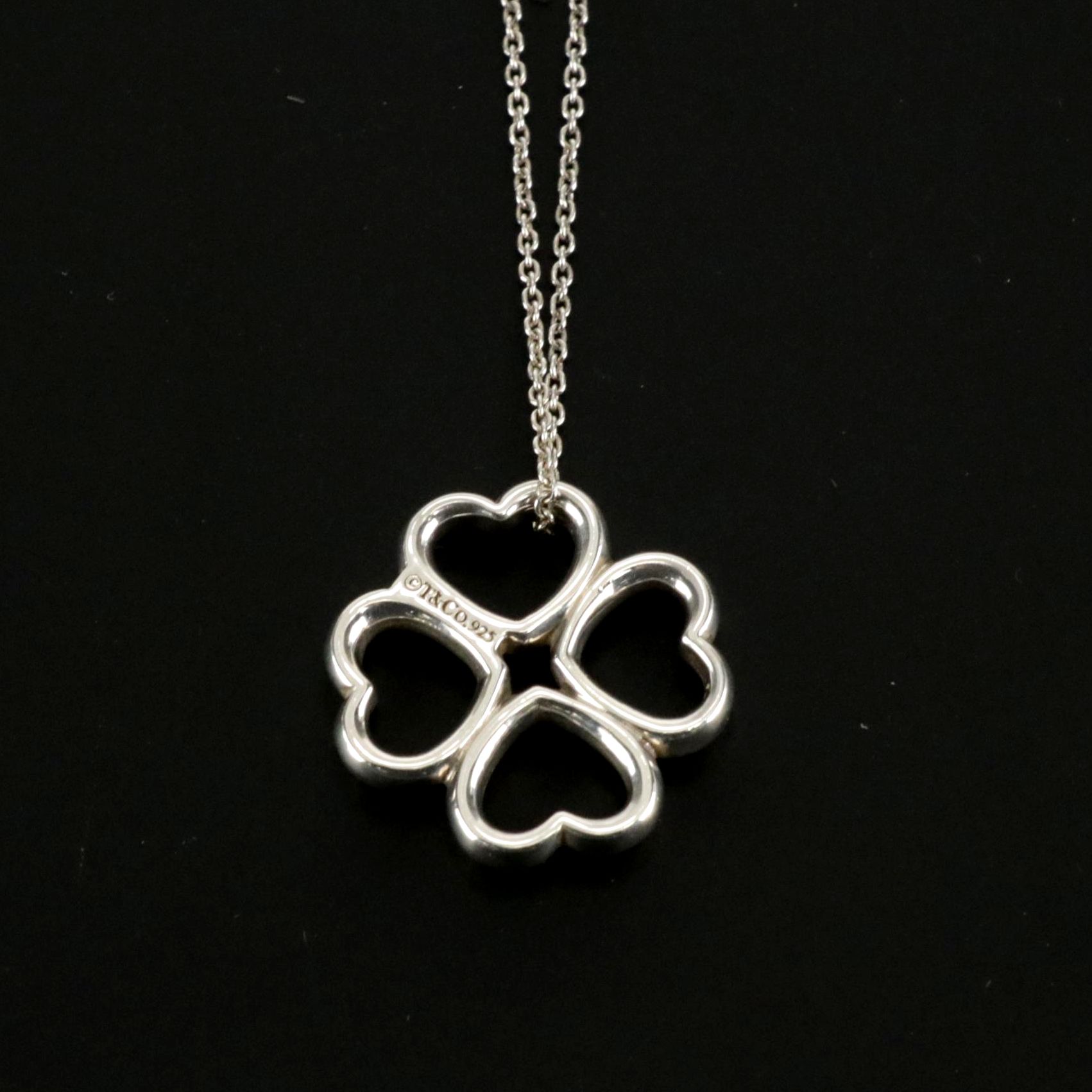 Tiffany & Co. Sterling Silver Four Hearts Clover Pendant Necklace