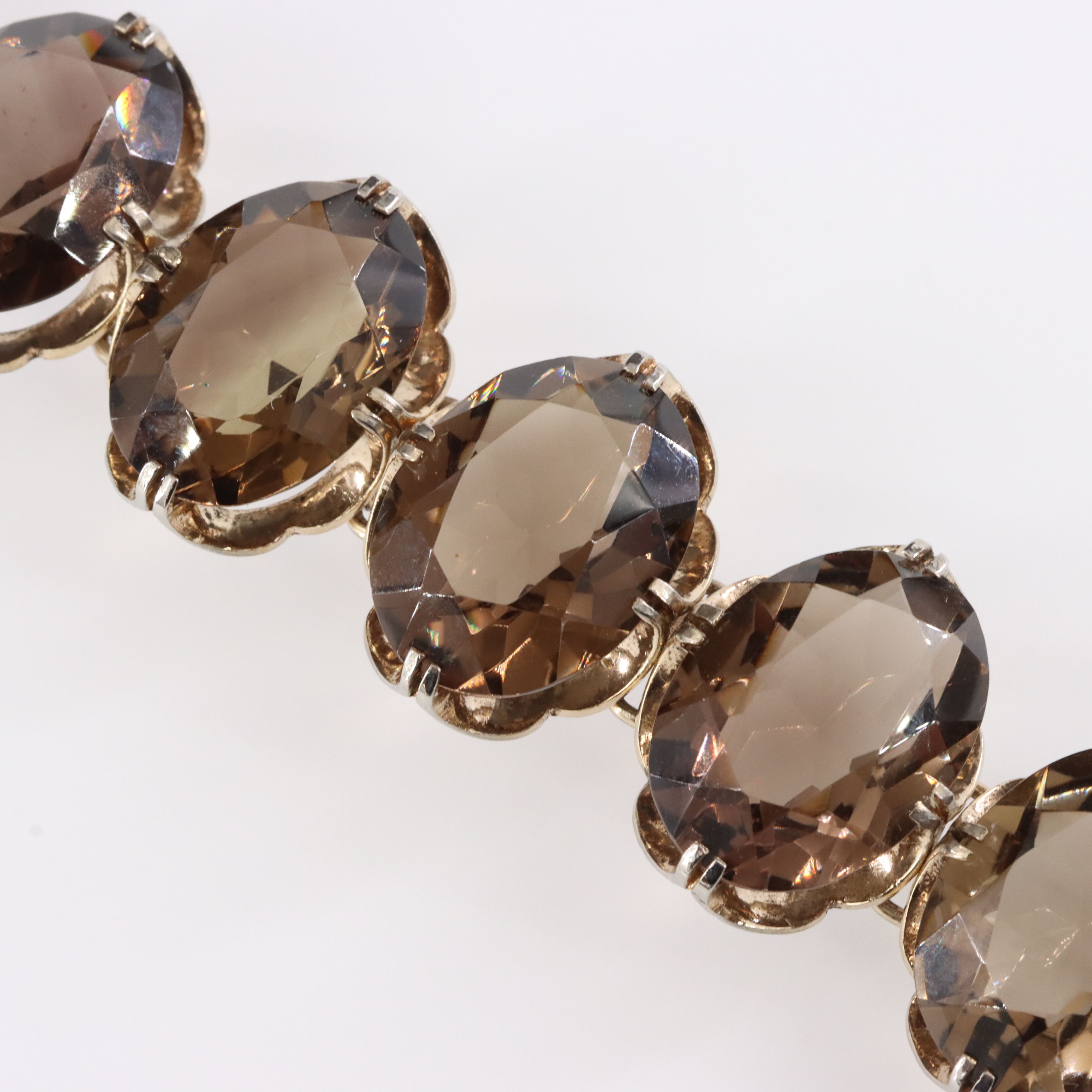 Antique 800 Silver Smoky Quartz Bracelet