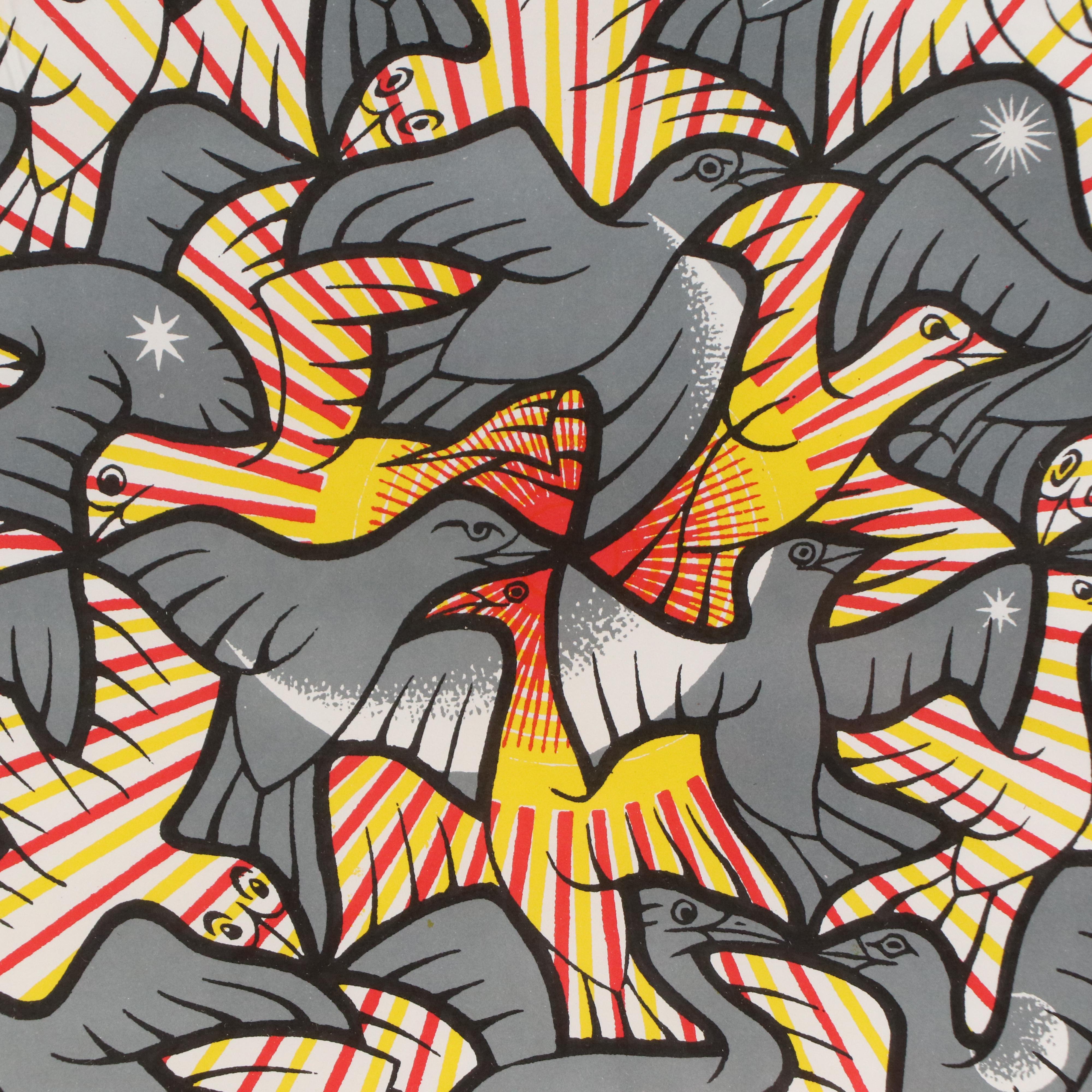 Color Lithograph After M. C. Escher "Sun and Moon"