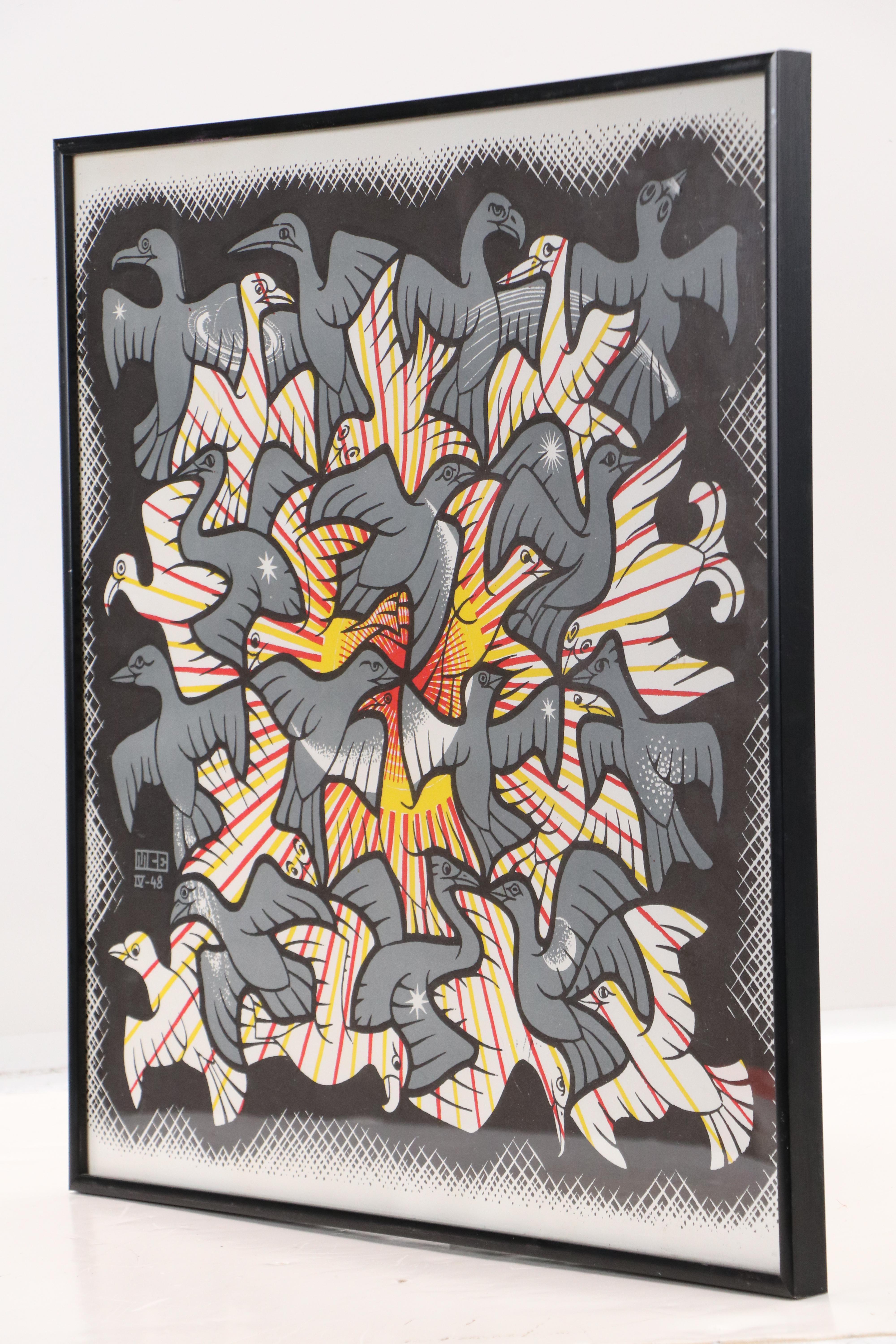 Color Lithograph After M. C. Escher "Sun and Moon"