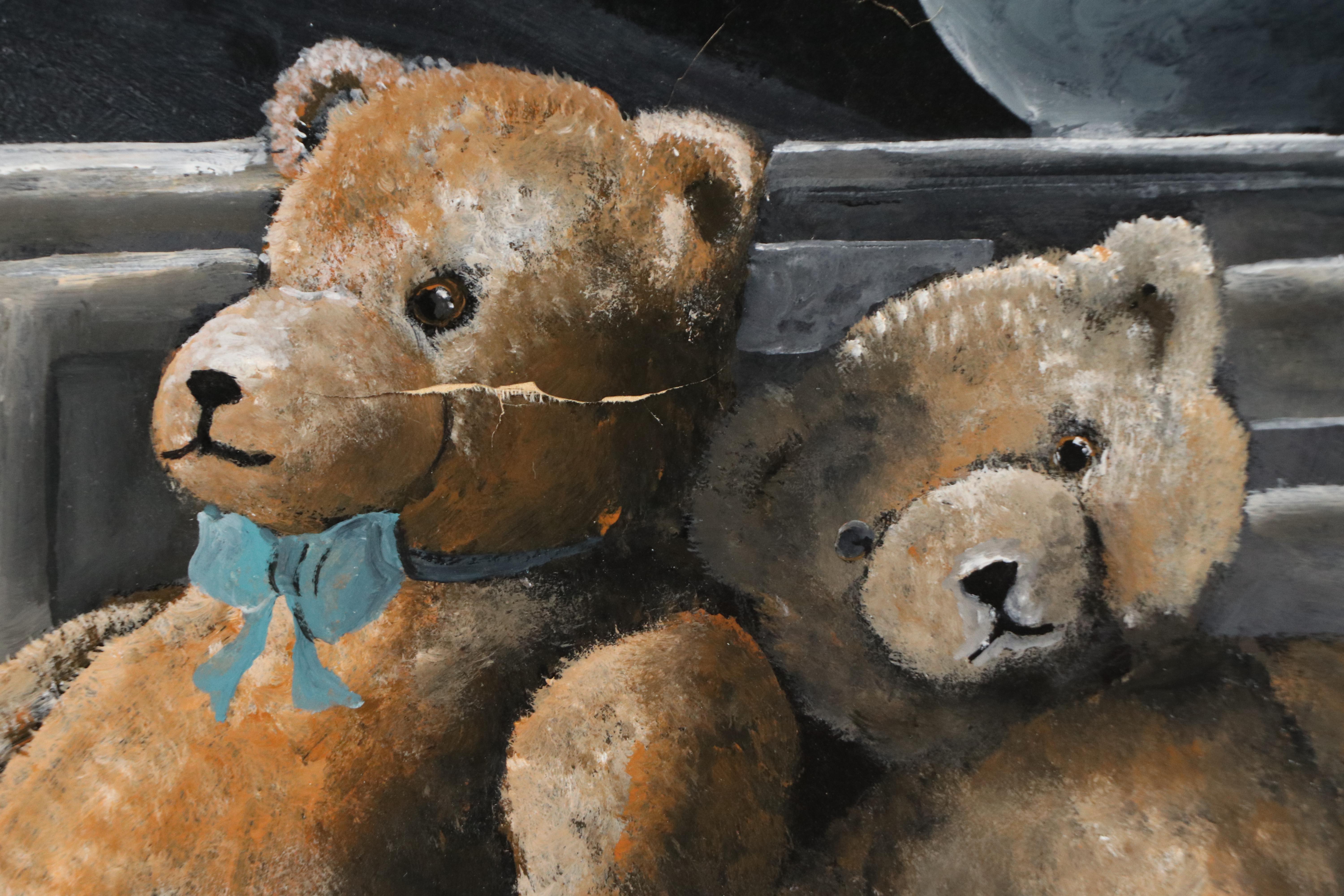 Plischka Oil Painting of Two Teddy Bears, Circa Mid-20th Century