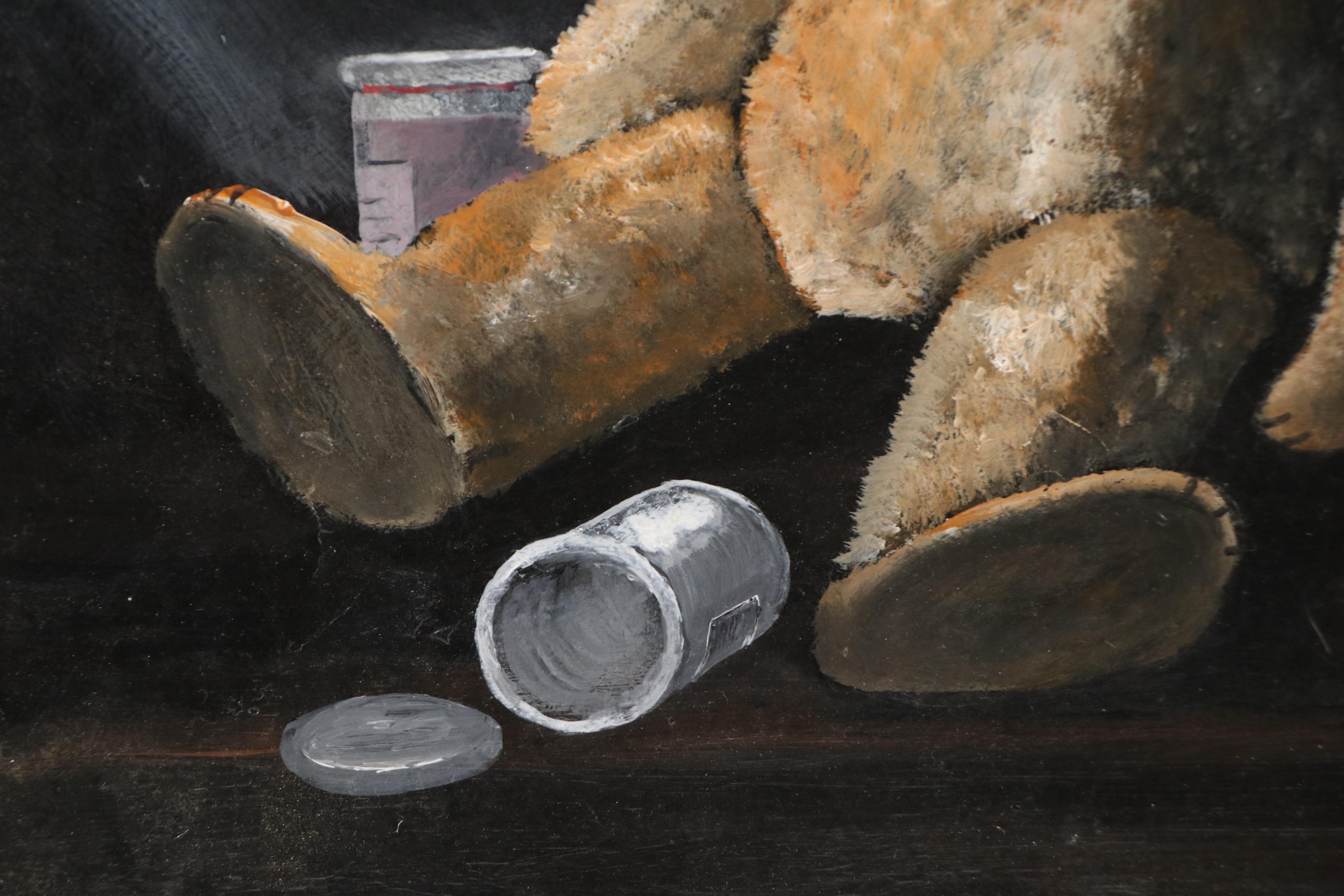 Plischka Oil Painting of Two Teddy Bears, Circa Mid-20th Century