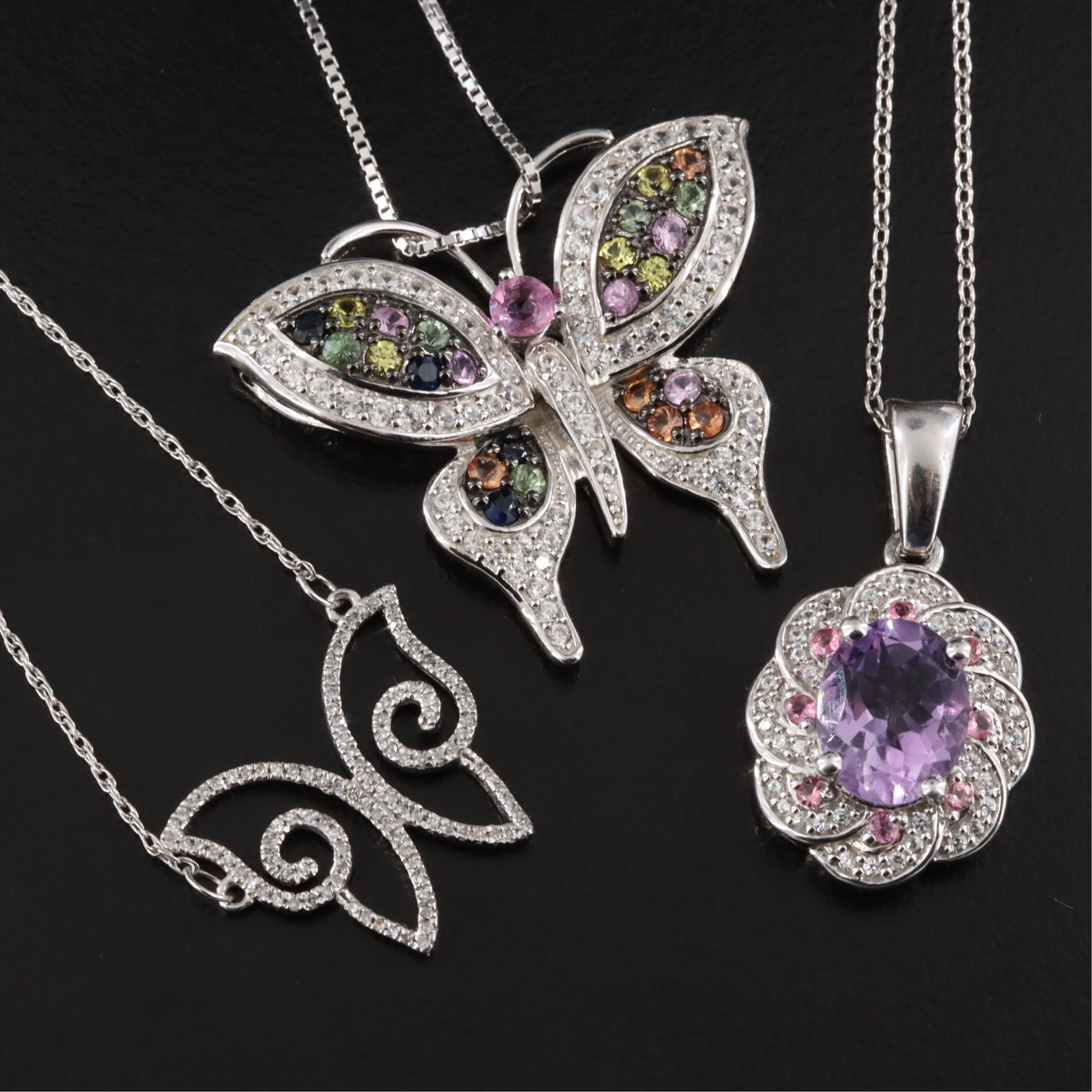 Sterling Gemstone Necklace Trio