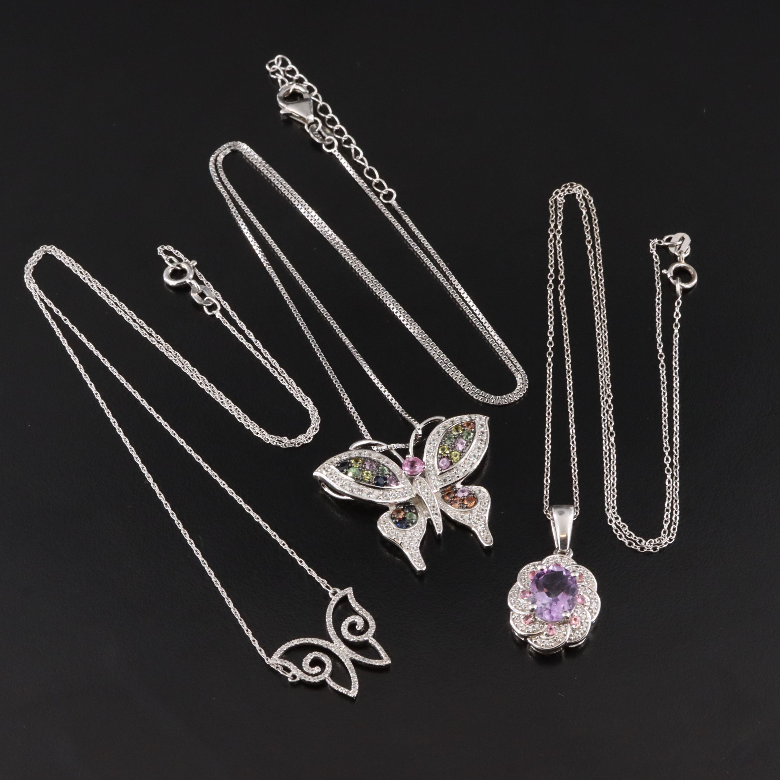Sterling Gemstone Necklace Trio
