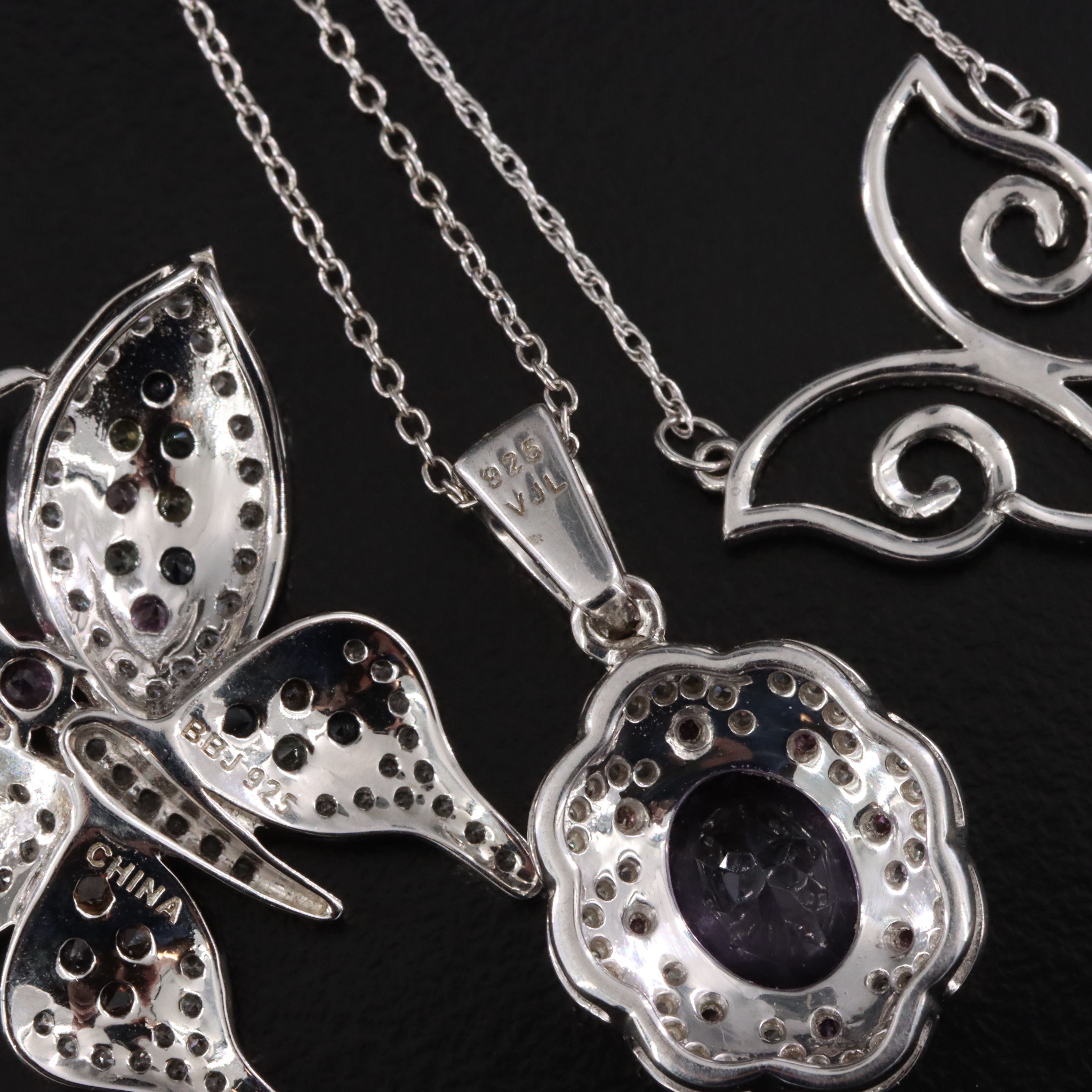 Sterling Gemstone Necklace Trio