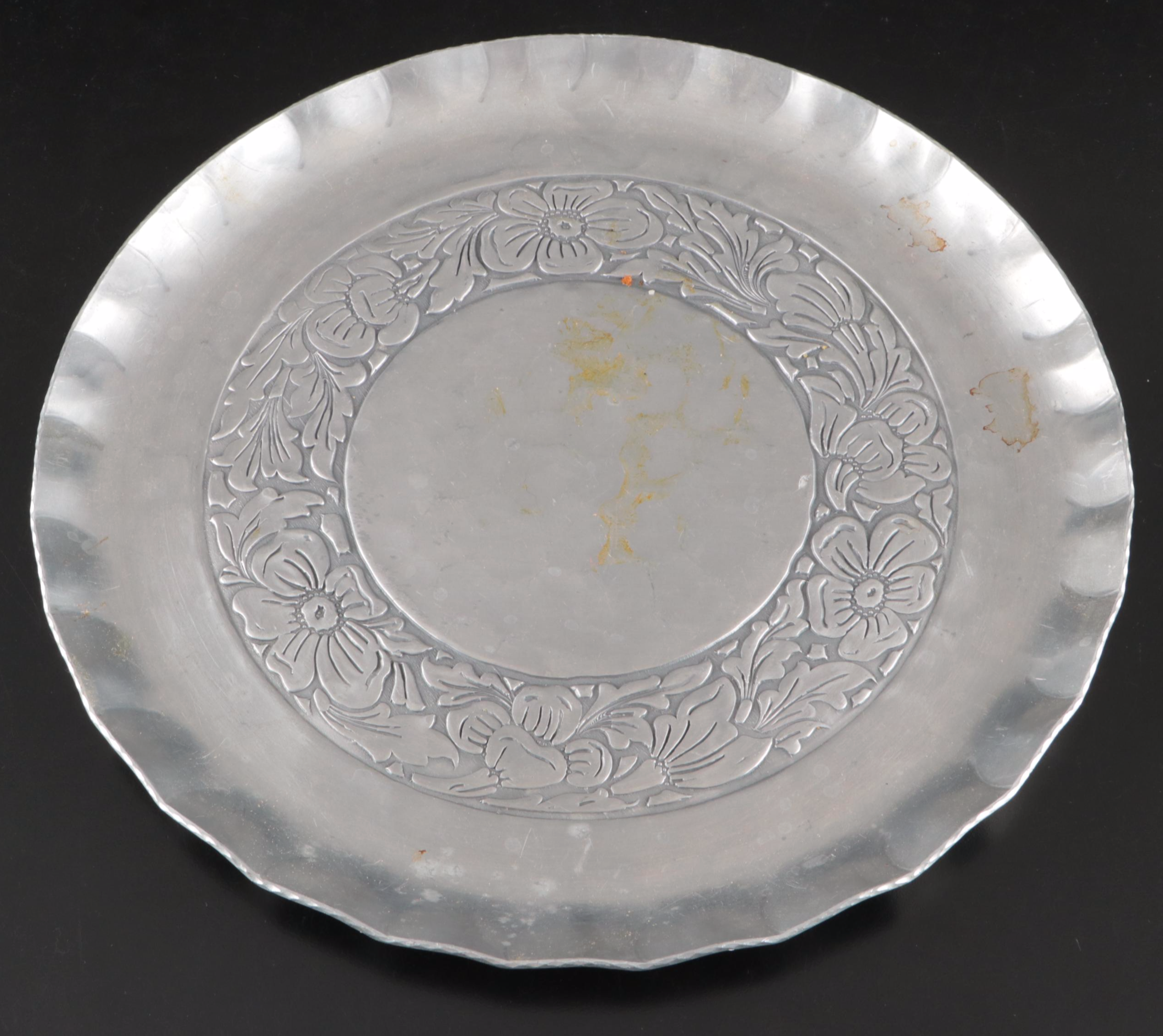 Italian Hammered Aluminum Ice Bucket, Repoussé Coasters and More Metal Serveware