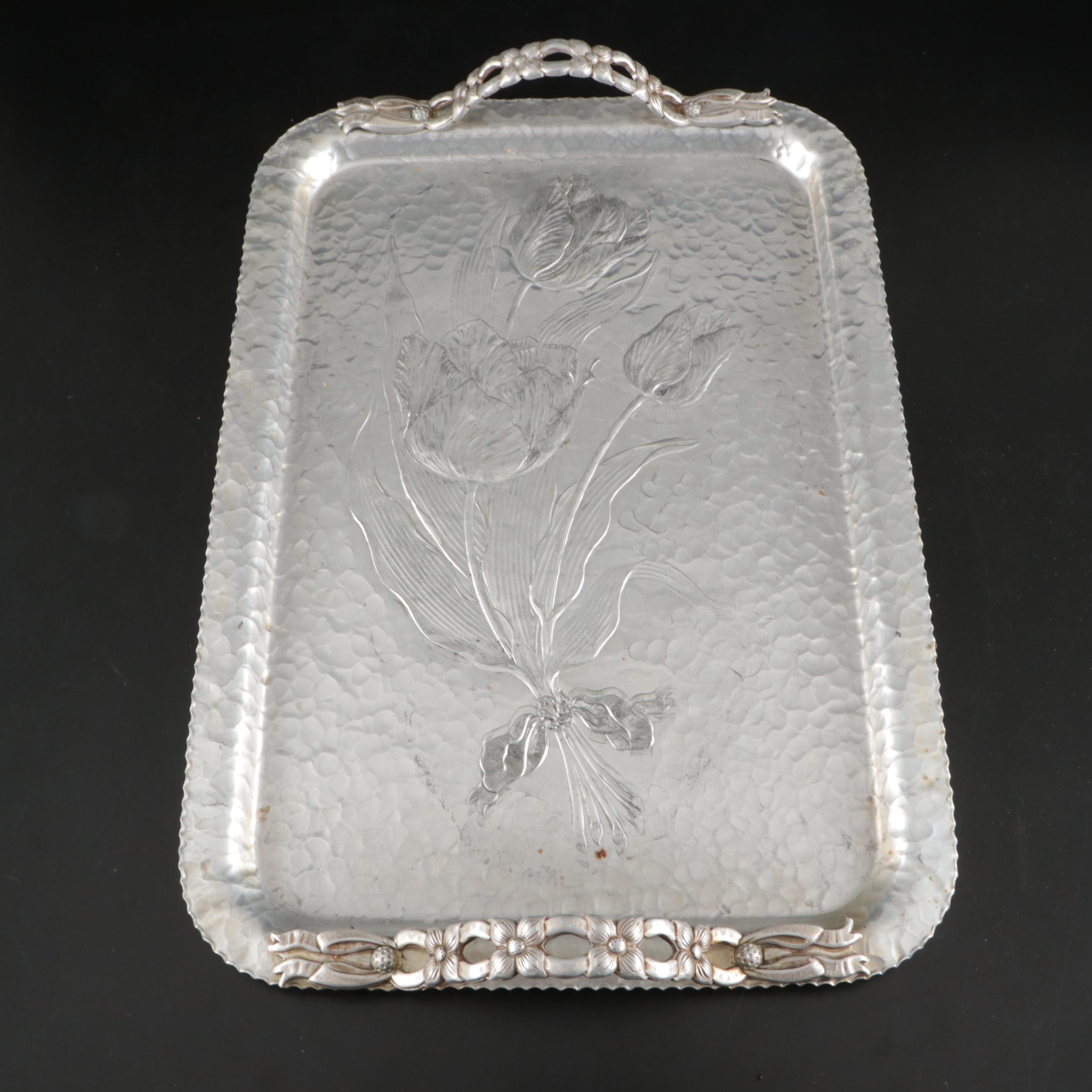 Italian Hammered Aluminum Ice Bucket, Repoussé Coasters and More Metal Serveware