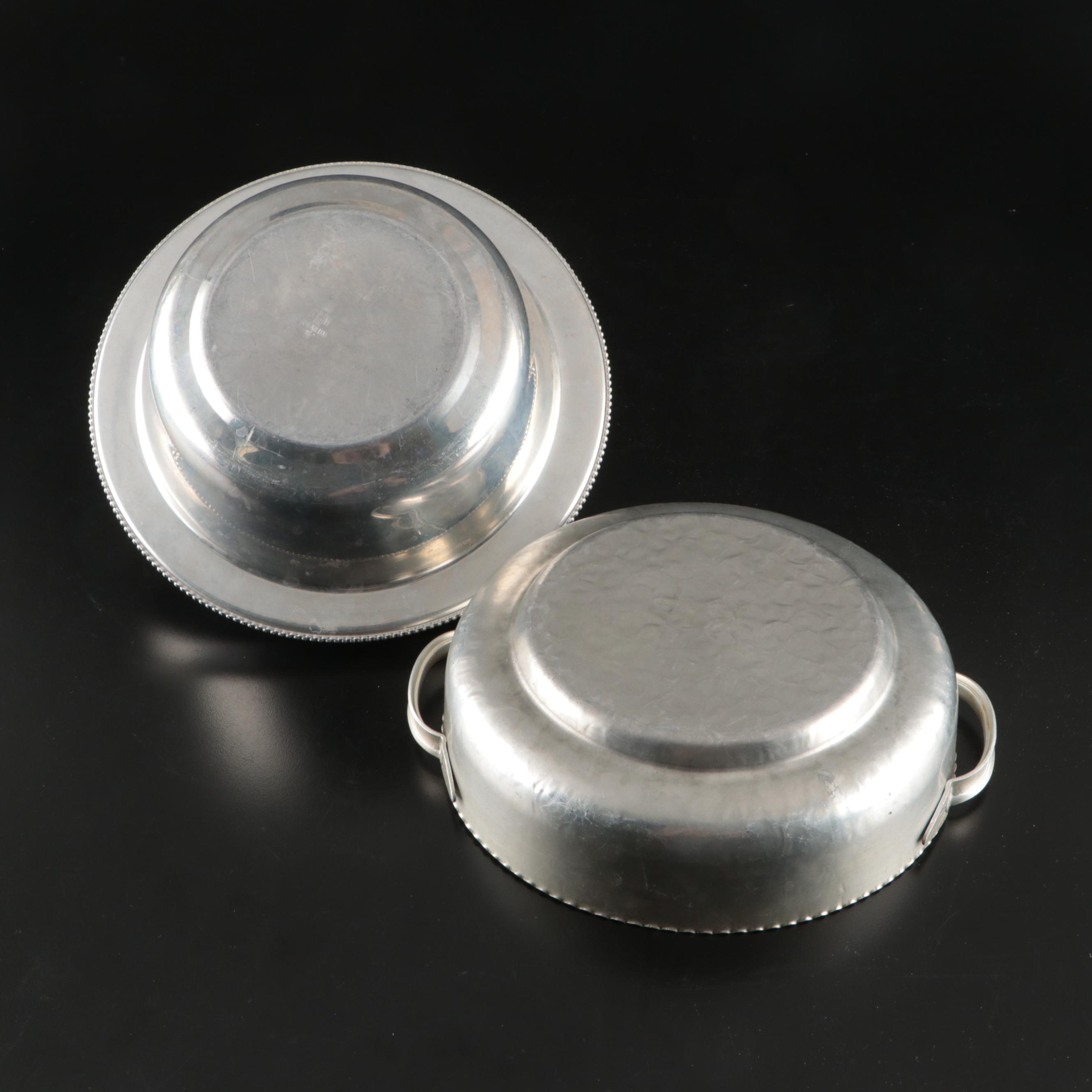 Italian Hammered Aluminum Ice Bucket, Repoussé Coasters and More Metal Serveware