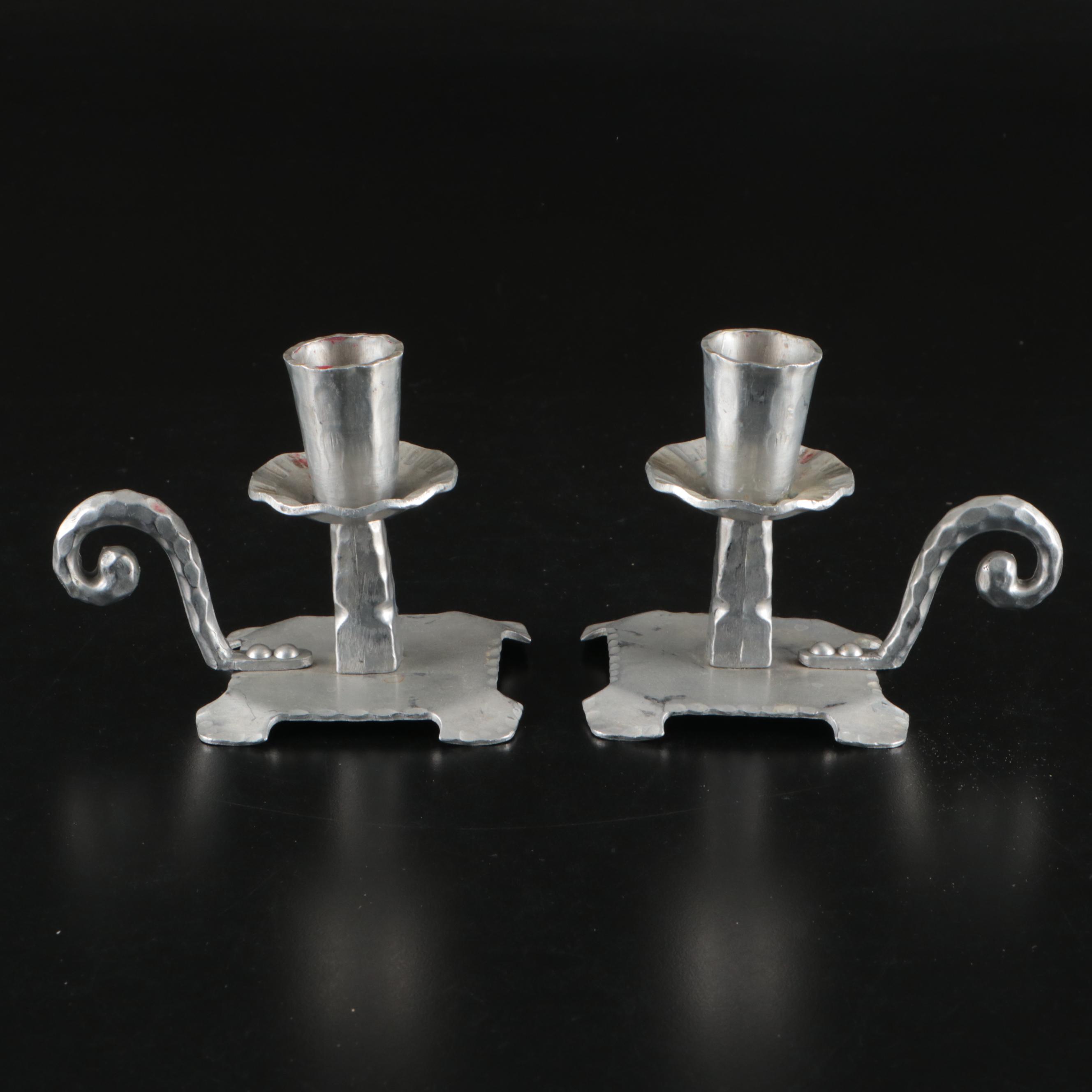 Italian Hammered Aluminum Ice Bucket, Repoussé Coasters and More Metal Serveware