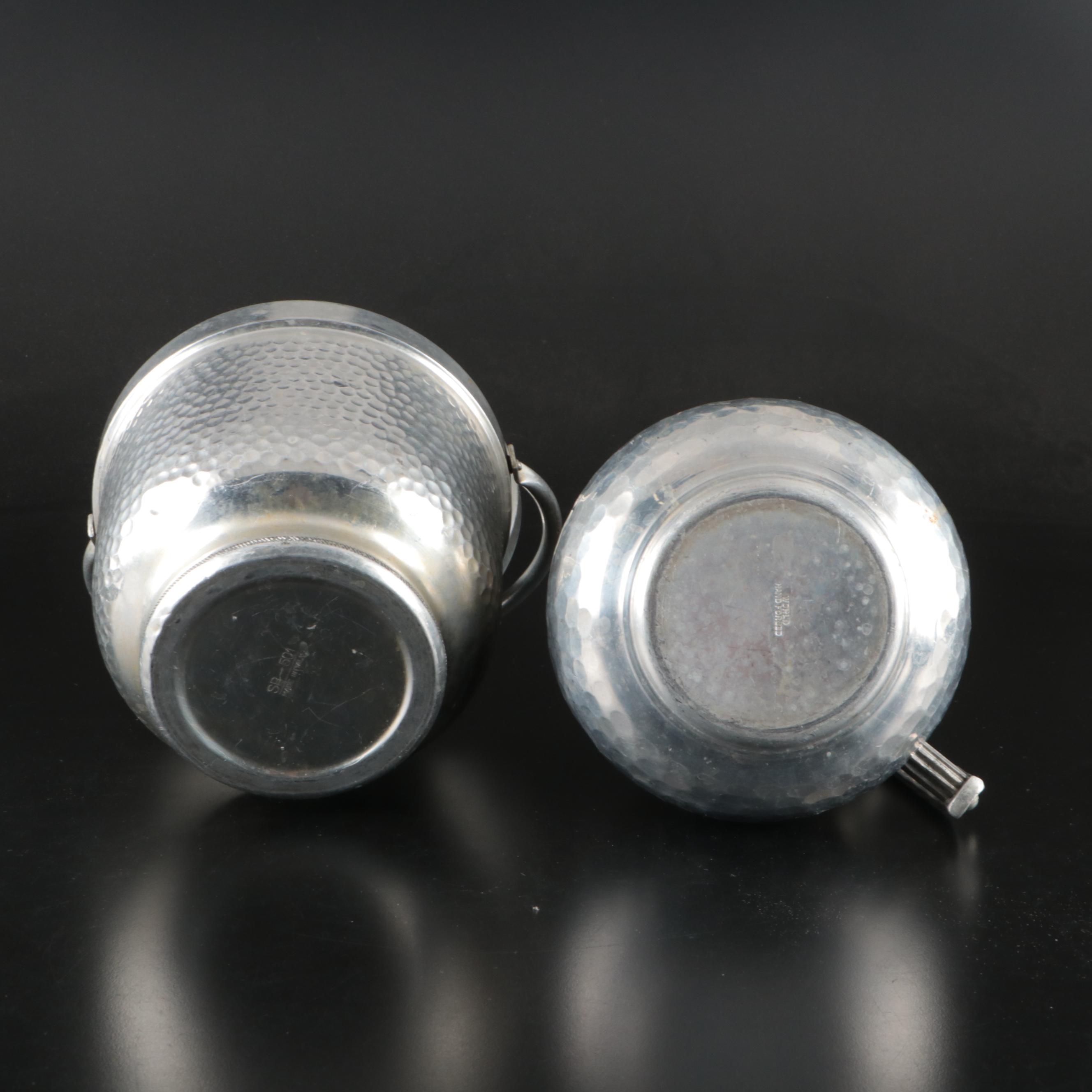 Italian Hammered Aluminum Ice Bucket, Repoussé Coasters and More Metal Serveware