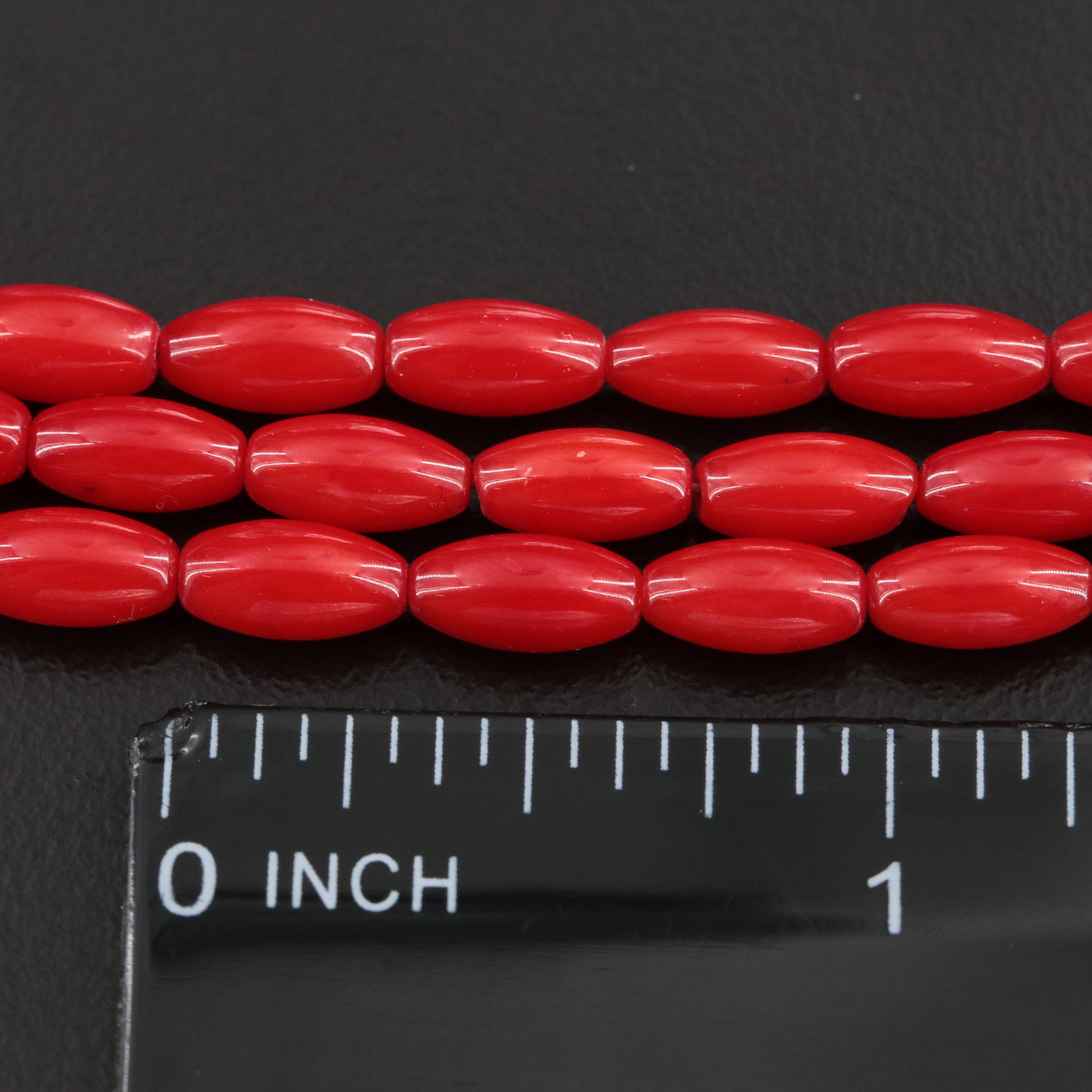 Coral Triple-Strand Necklace with Sterling Clasp