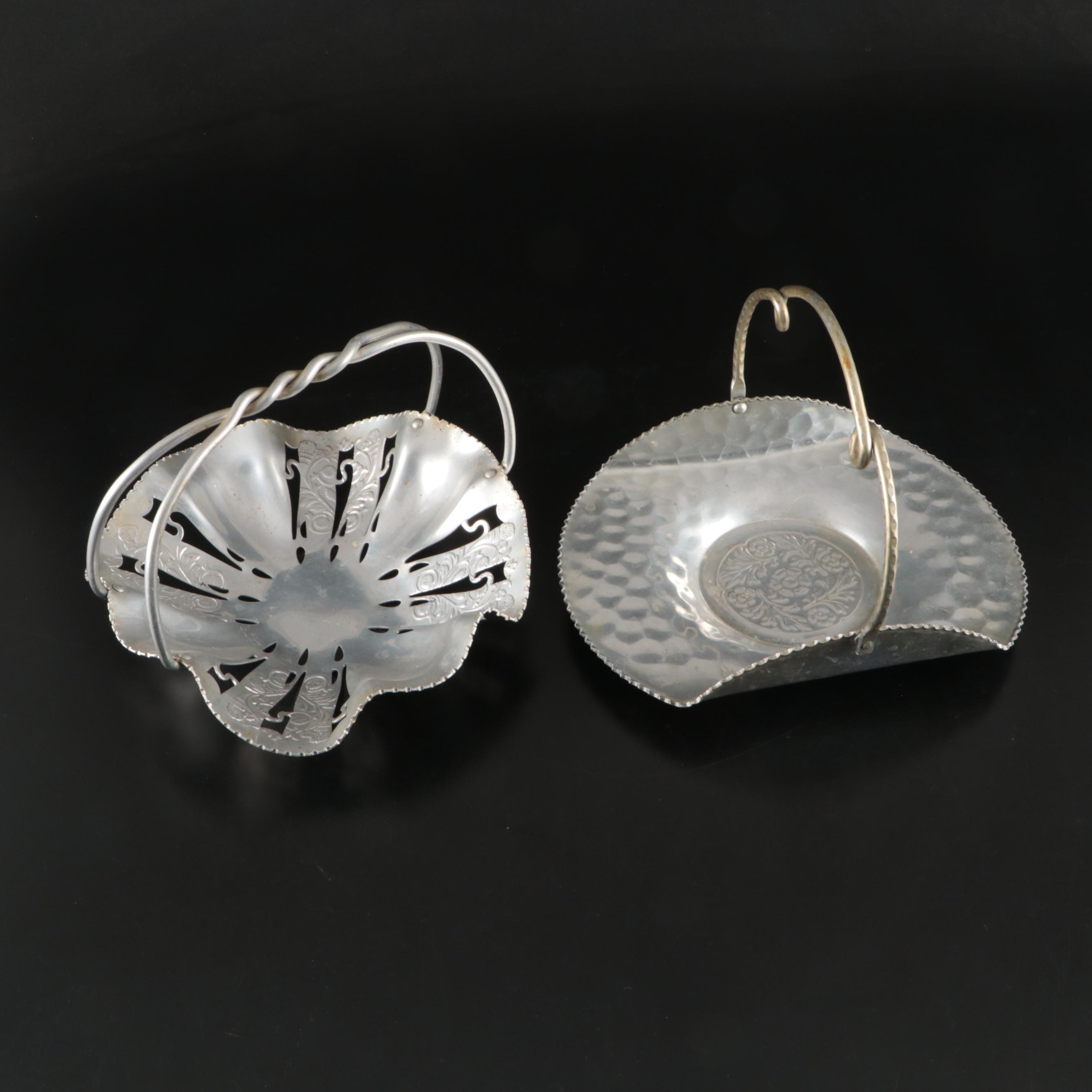 Italian Hammered Aluminum Ice Bucket, Repoussé Coasters and More Metal Serveware