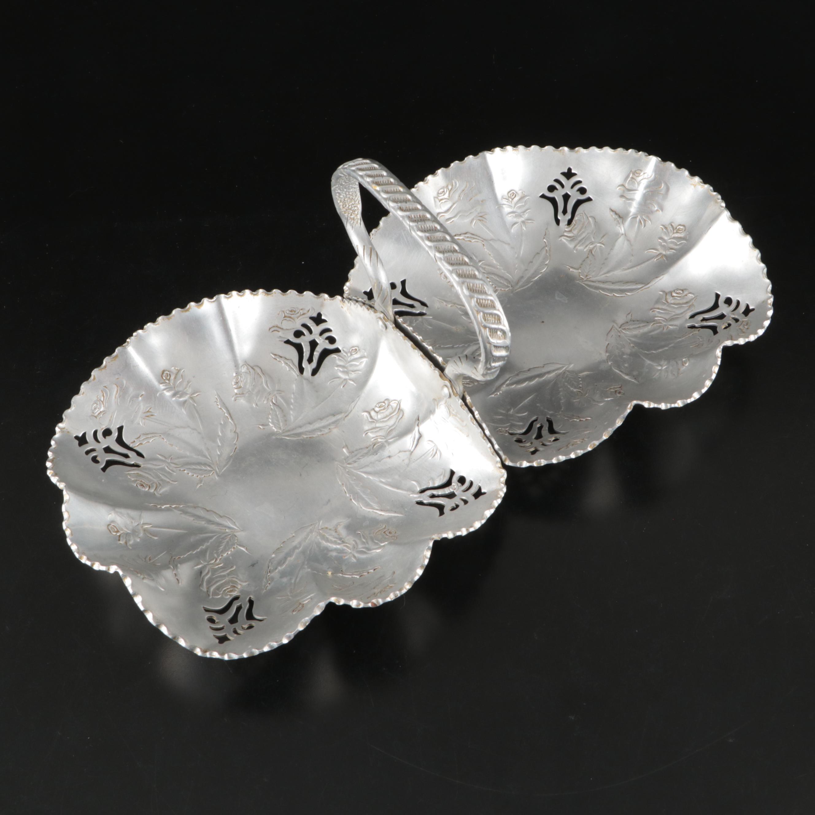 Italian Hammered Aluminum Ice Bucket, Repoussé Coasters and More Metal Serveware