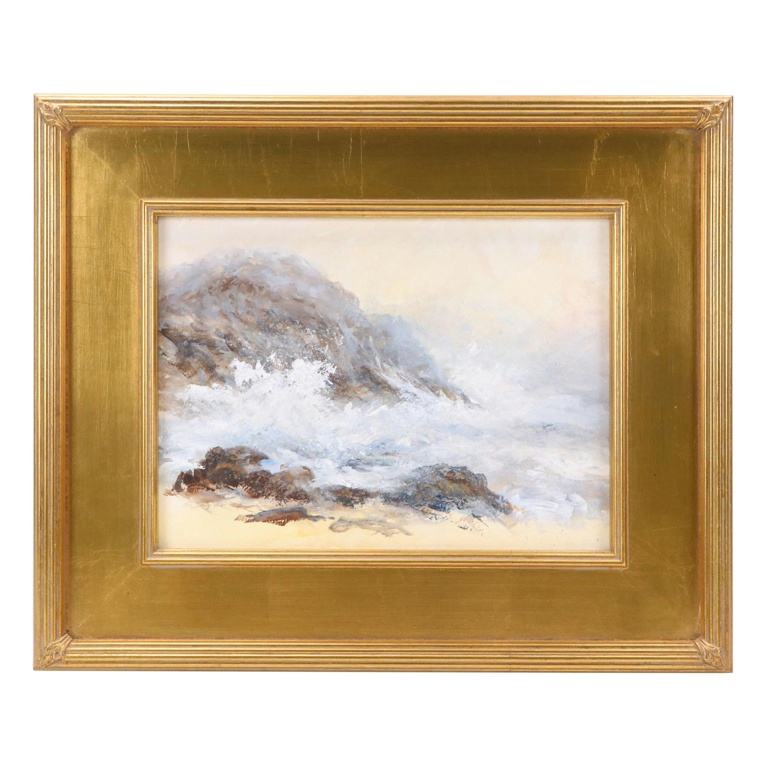 Sylvia Dyer Seascape Acrylic Painting "Washerwoman Love Song," 21st Century