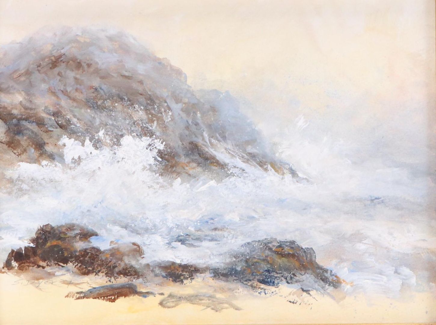 Sylvia Dyer Seascape Acrylic Painting "Washerwoman Love Song," 21st Century