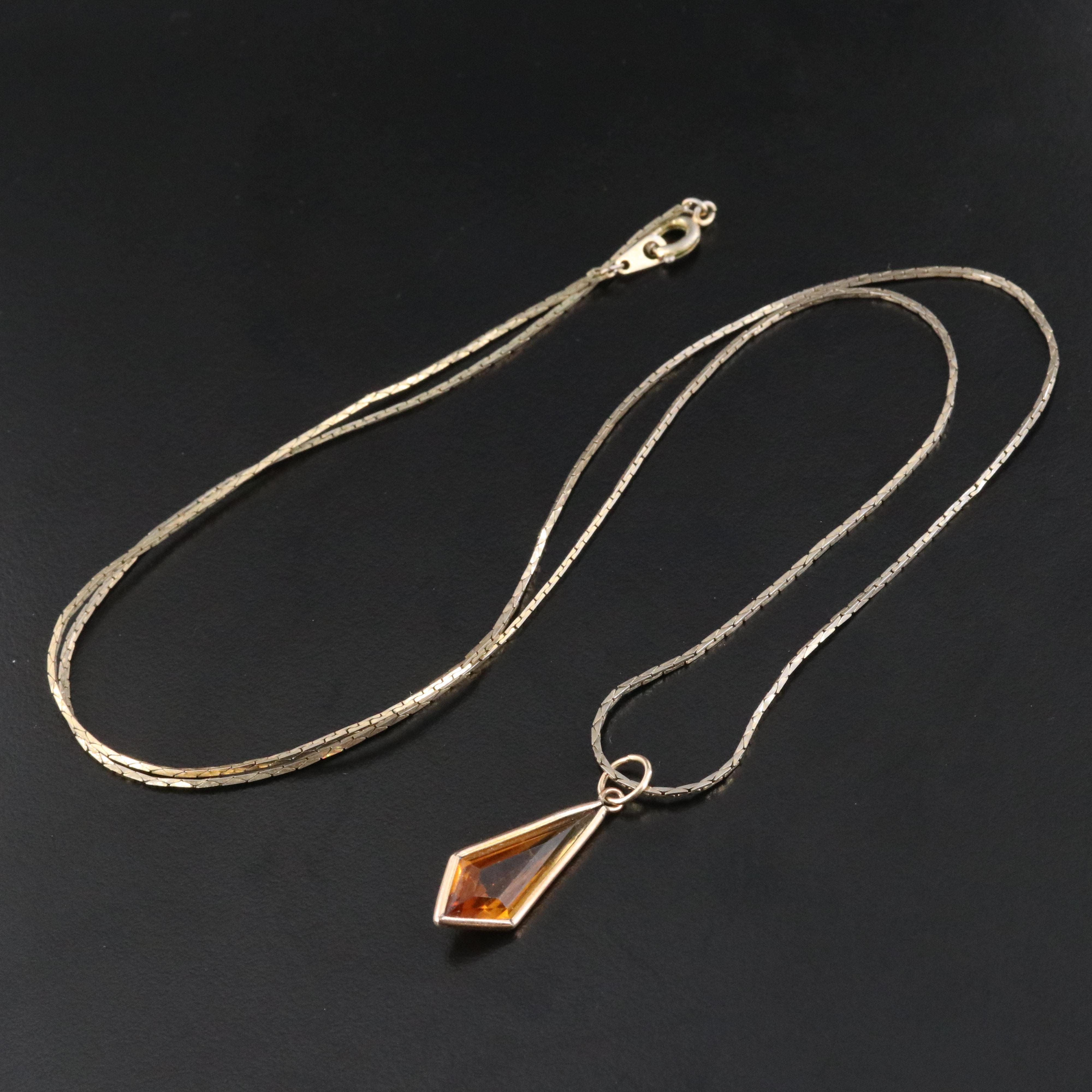 14K Glass Pendant with Necklace