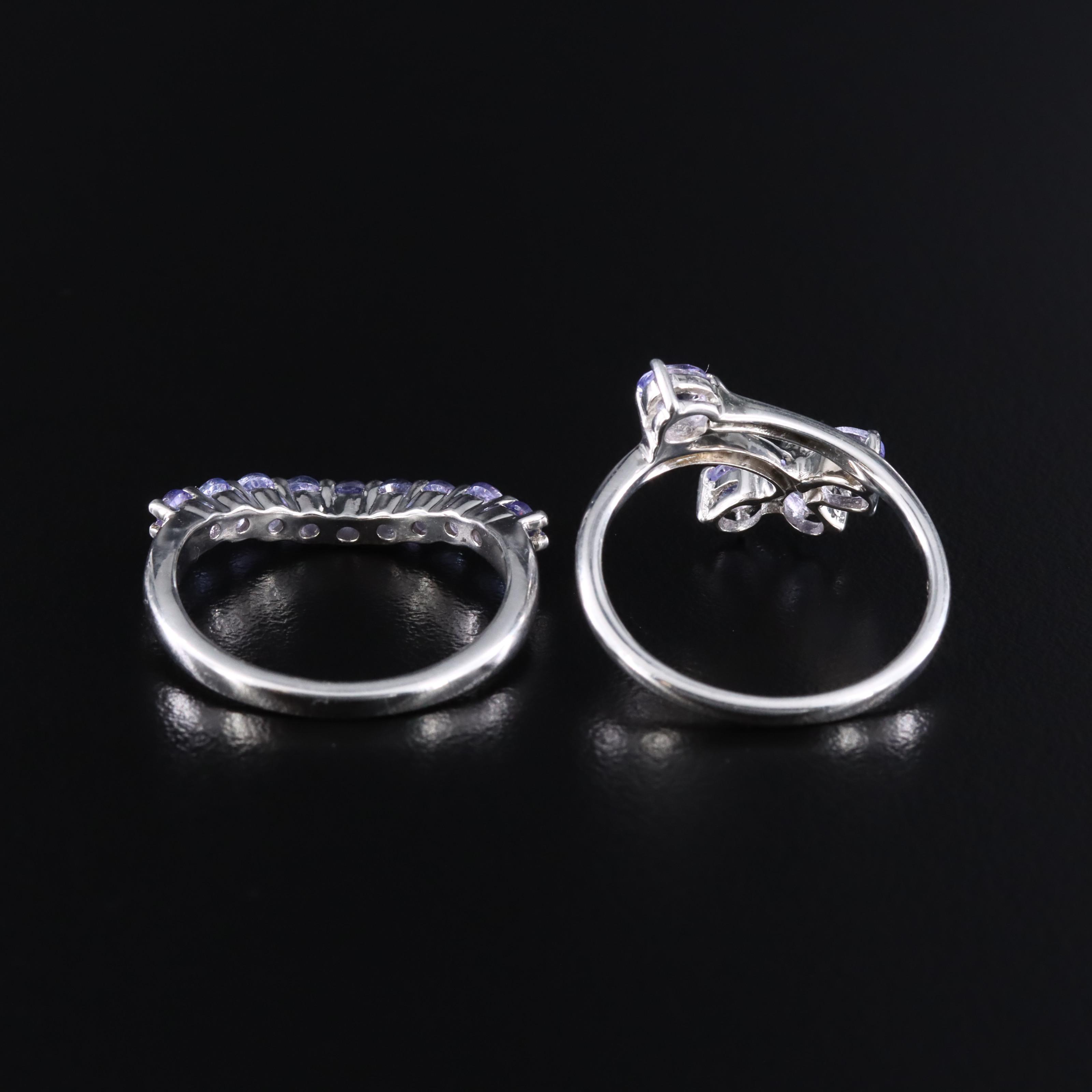 Sterling Tanzanite Contour and Bypass Rings