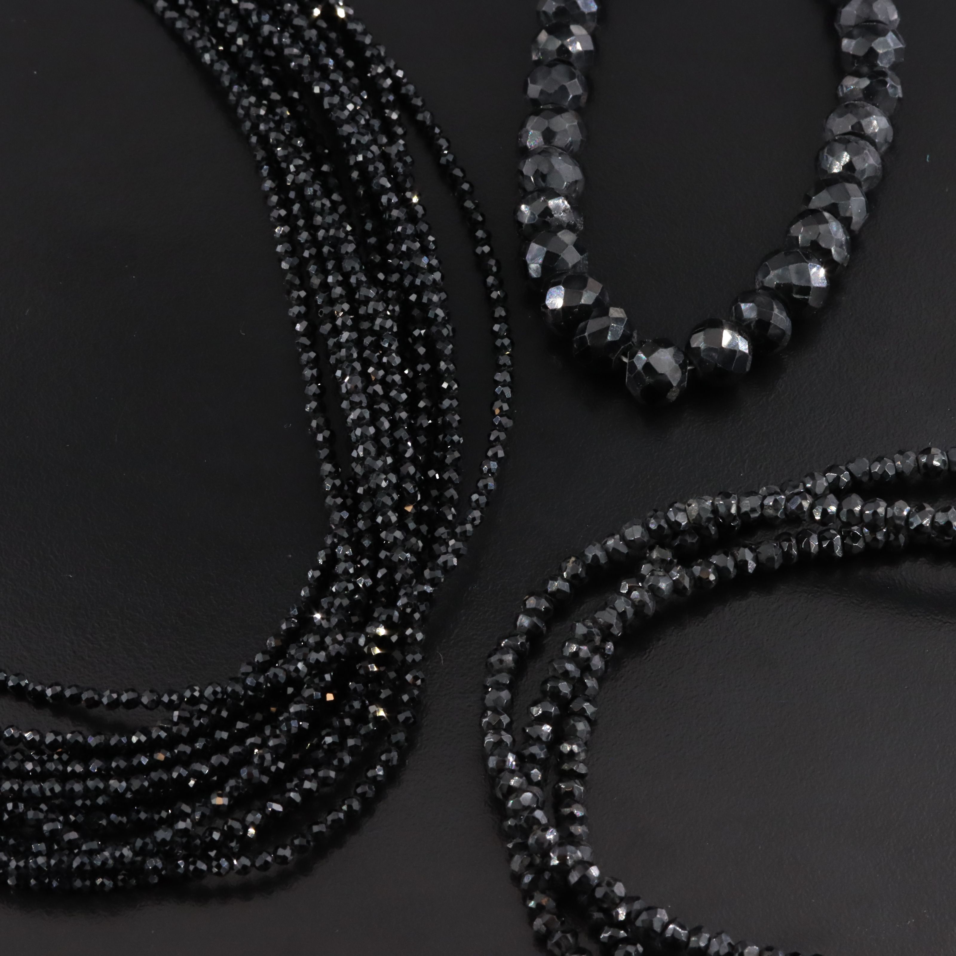 Sterling Black Spinel and CZ Necklaces and Bracelet