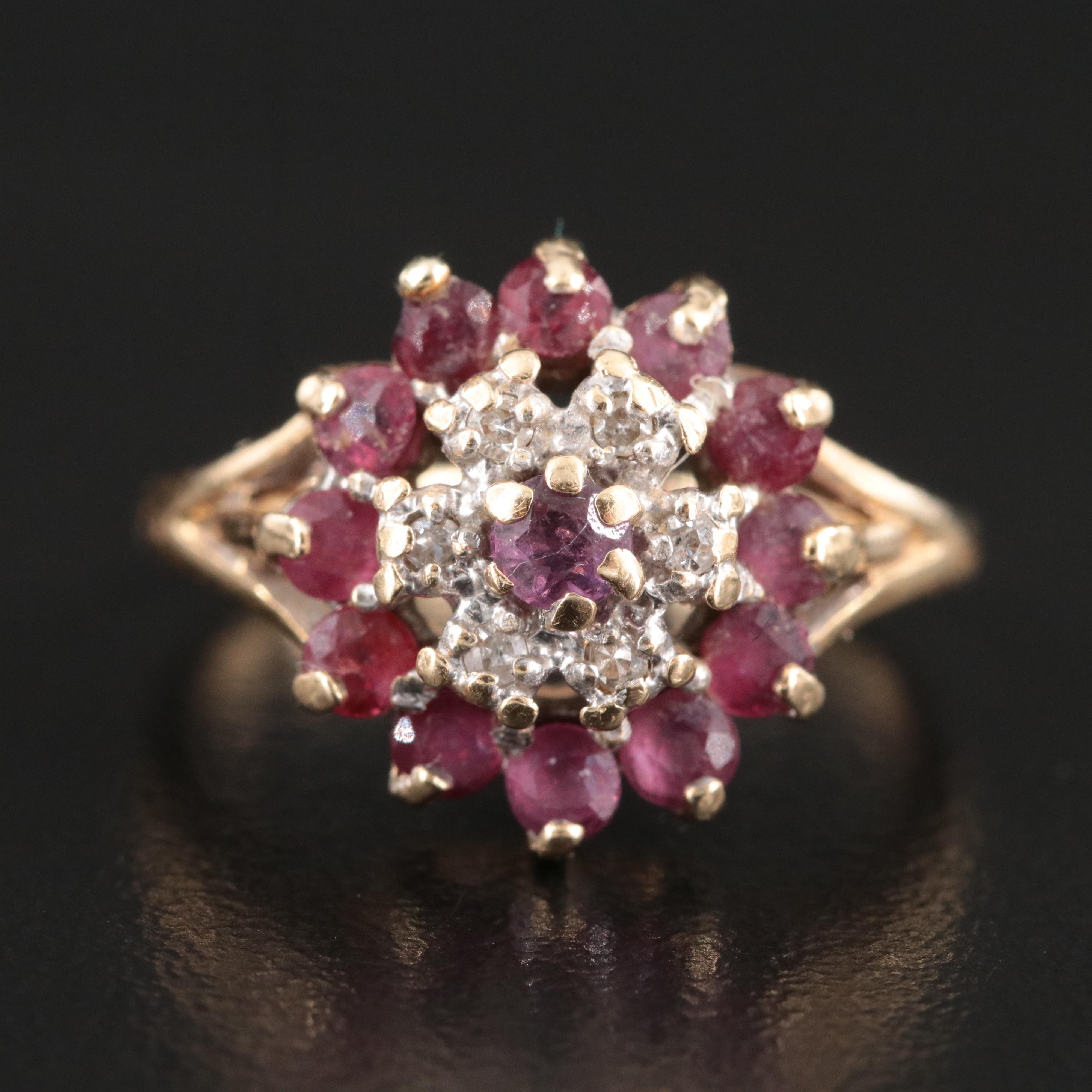 14K Diamond and Ruby Ring