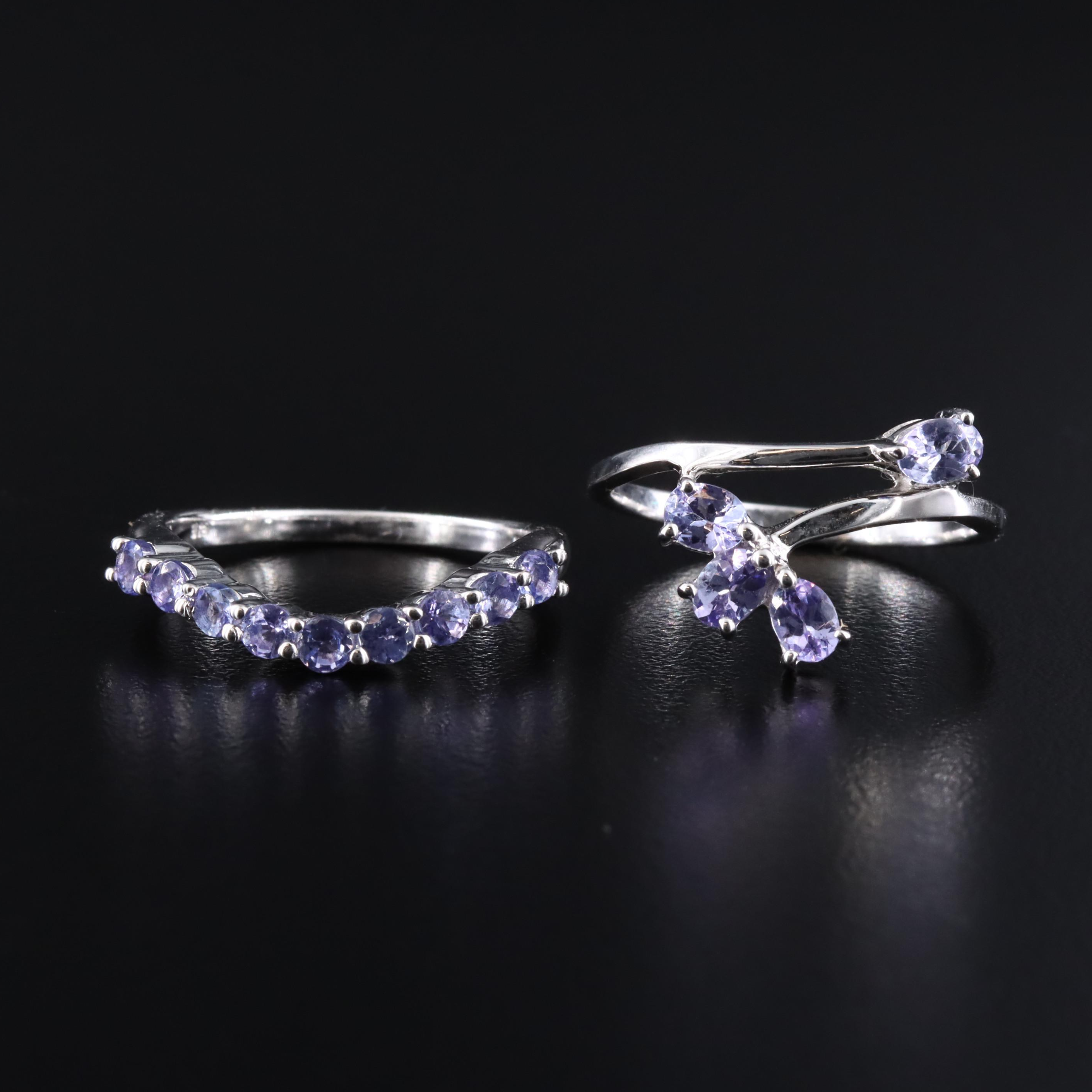 Sterling Tanzanite Bypass and Contour Rings