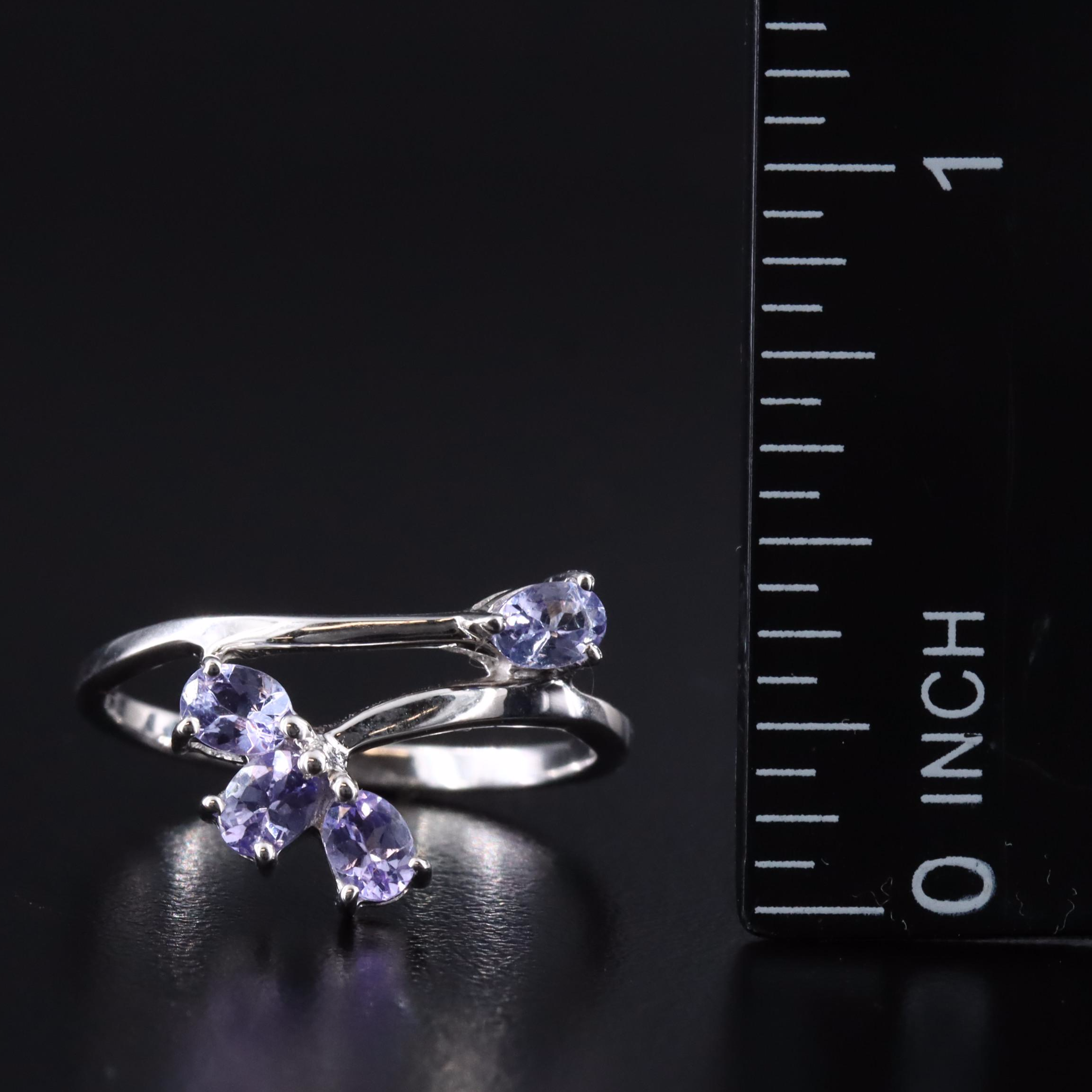 Sterling Tanzanite Bypass and Contour Rings