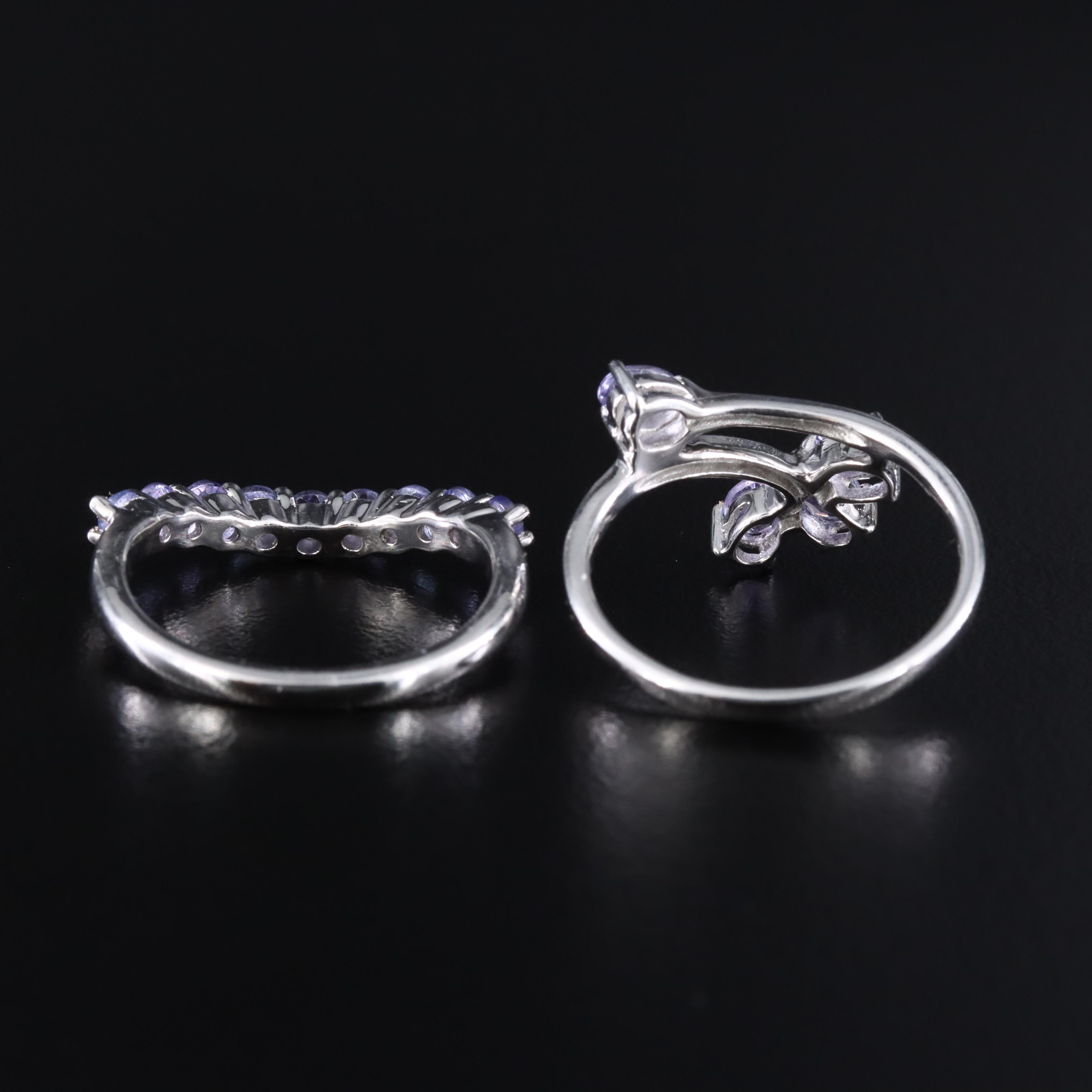 Sterling Tanzanite Bypass and Contour Rings