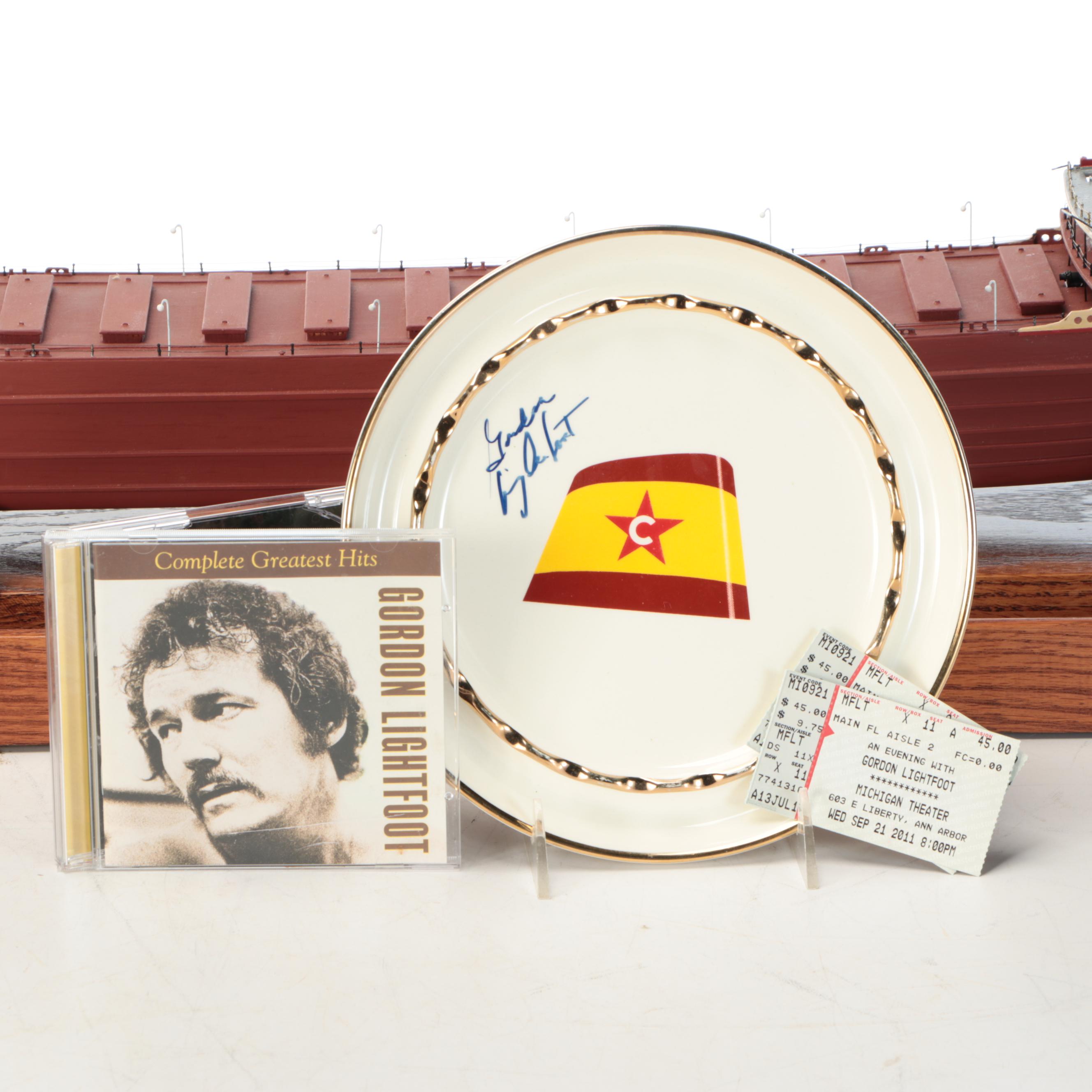 S.S. Edmund Fitzgerald Model Bulk Carrier/Gordon Lightfoot signed ship’s plate