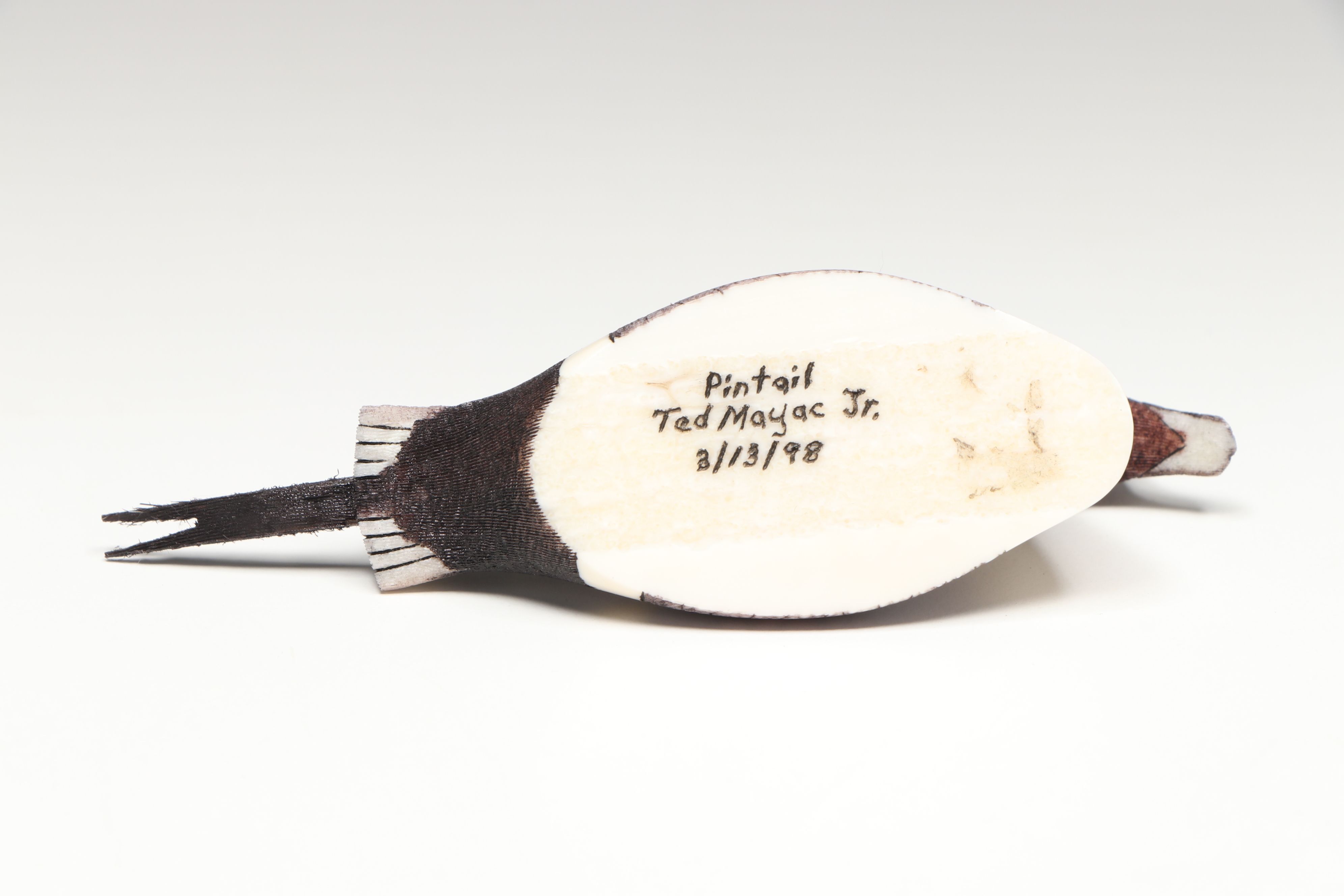 Ted Mayac Jr. Inuit Hand-Painted Carved Walrus Ivory Duck Figures