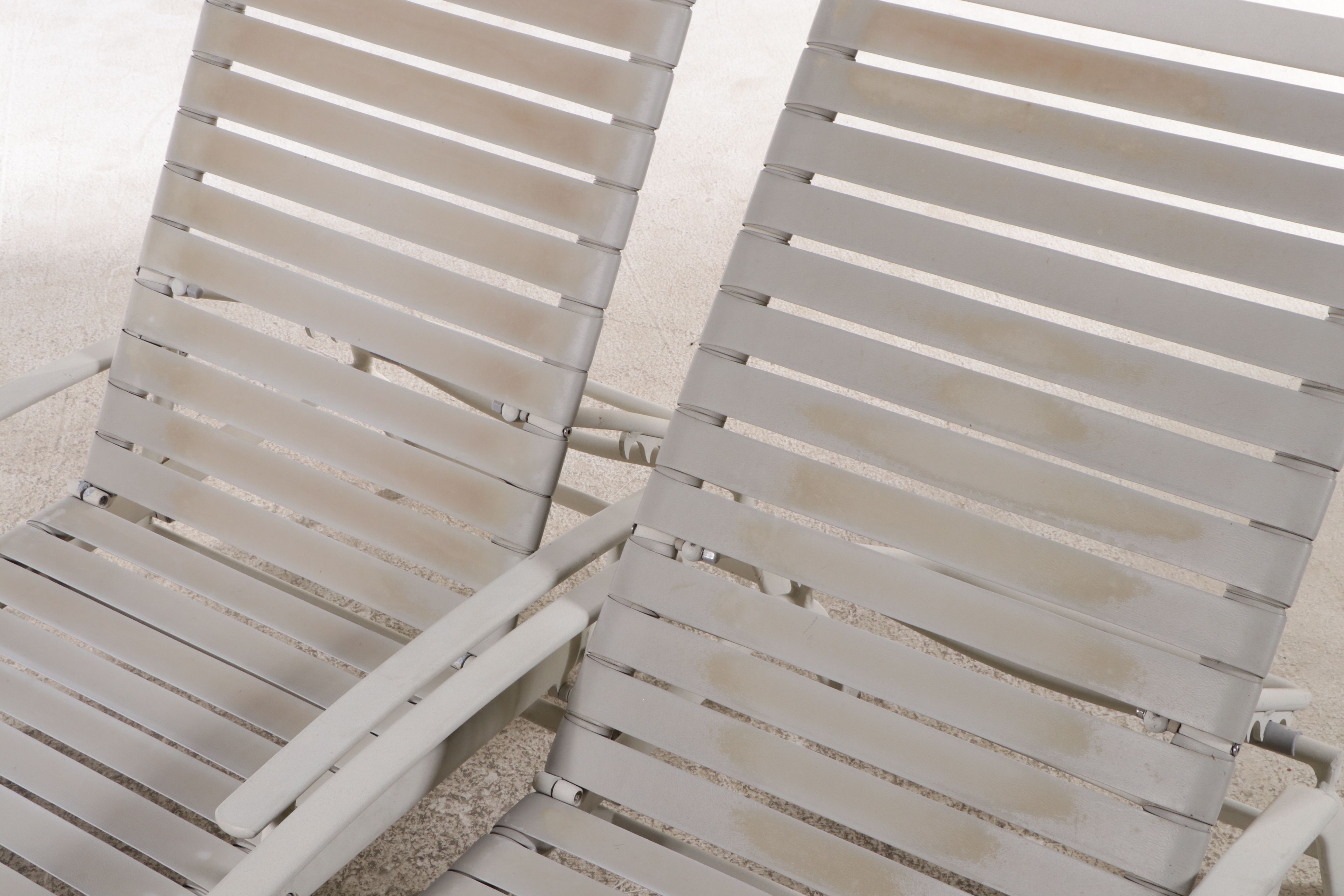 Pair of PVC Strap and Powder Coated Aluminum Chaise Lounges