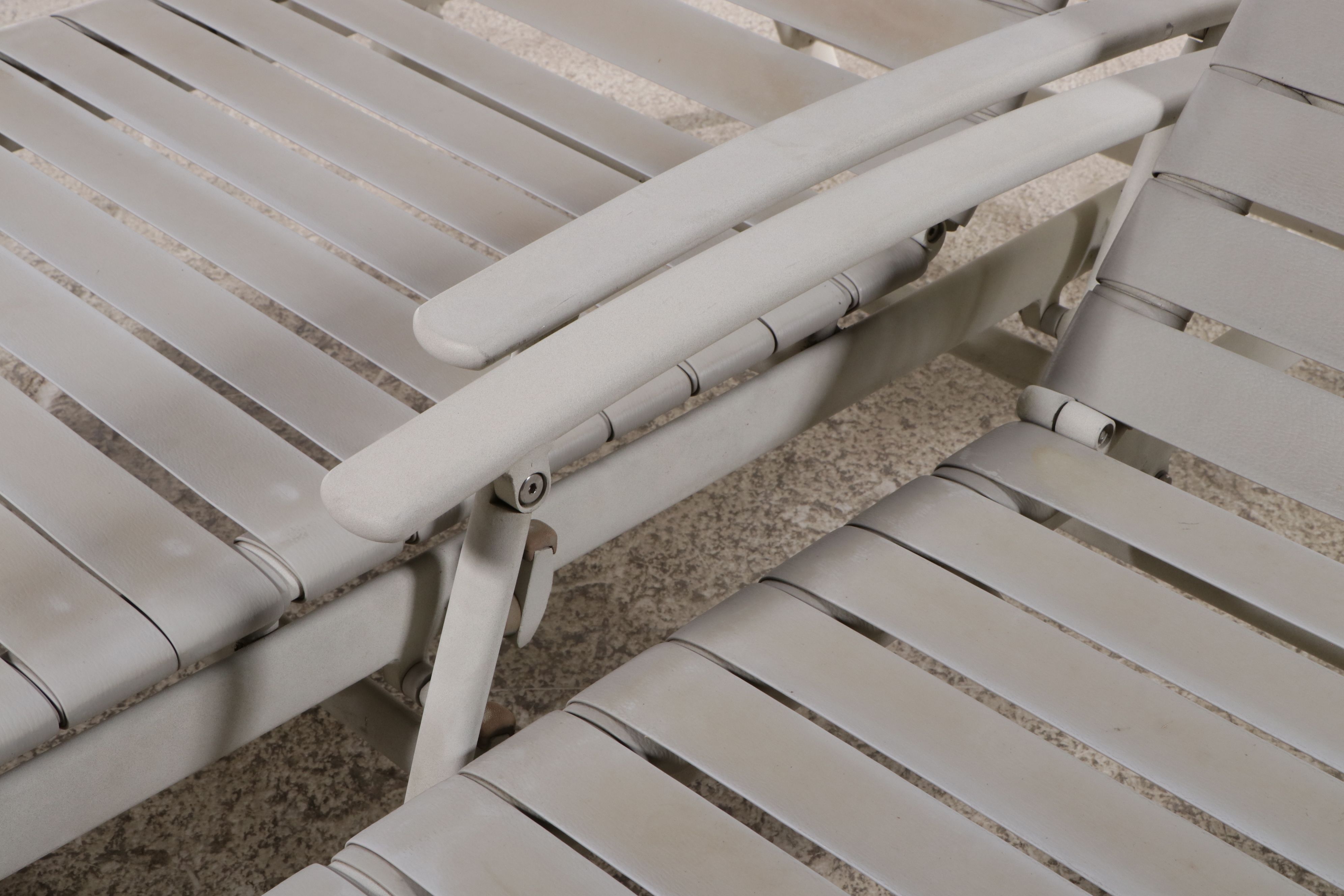 Pair of PVC Strap and Powder Coated Aluminum Chaise Lounges