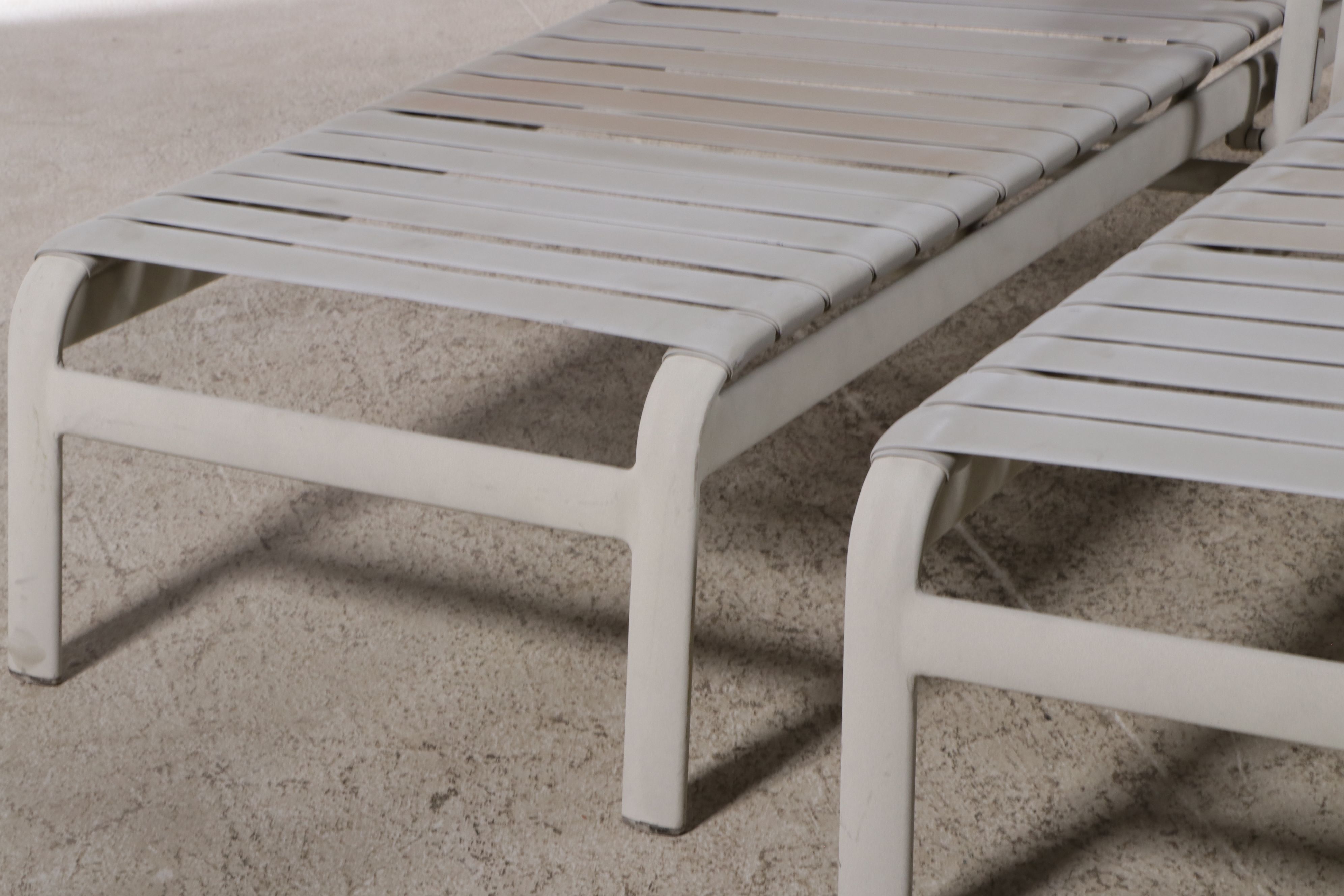 Pair of PVC Strap and Powder Coated Aluminum Chaise Lounges