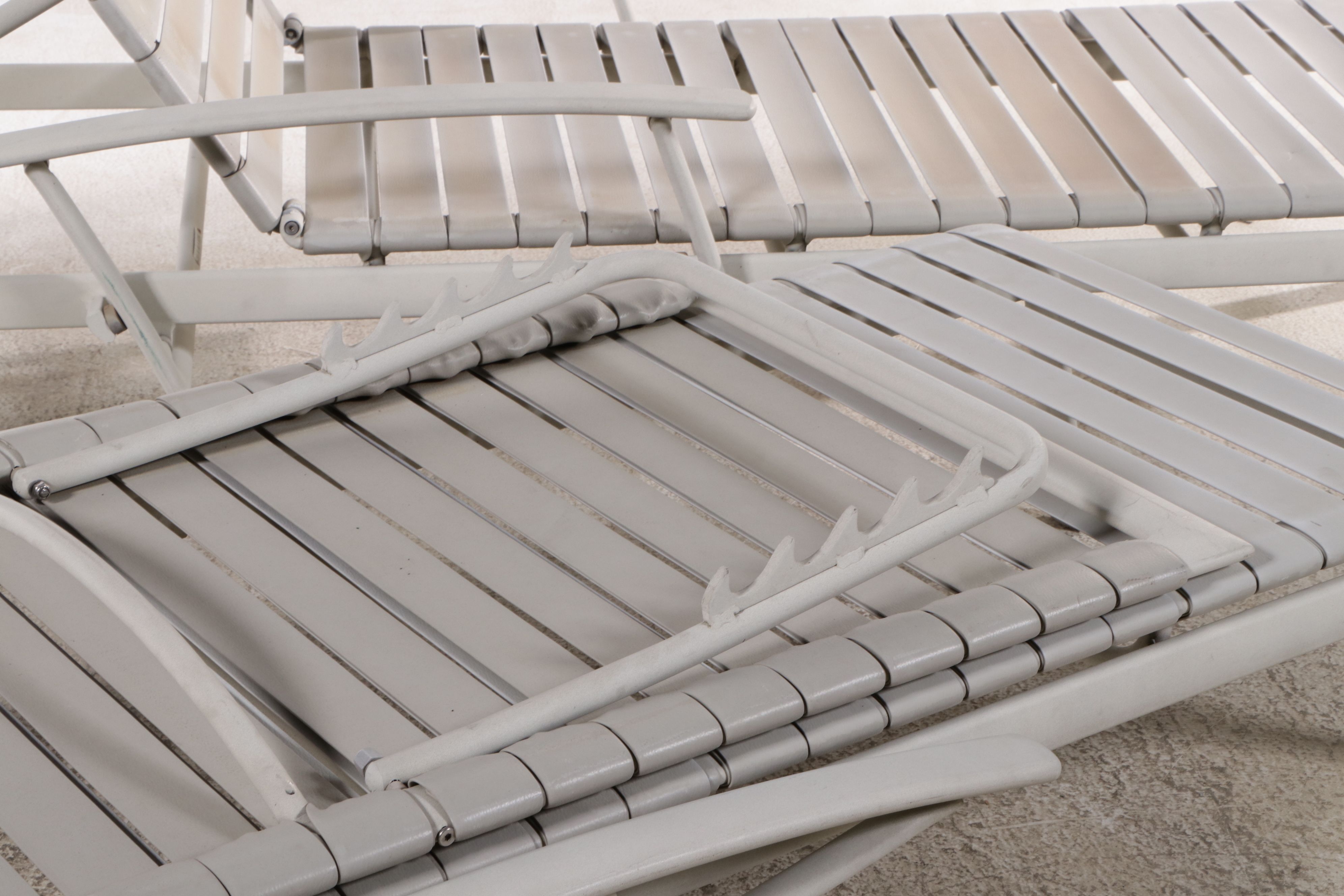Pair of PVC Strap and Powder Coated Aluminum Chaise Lounges
