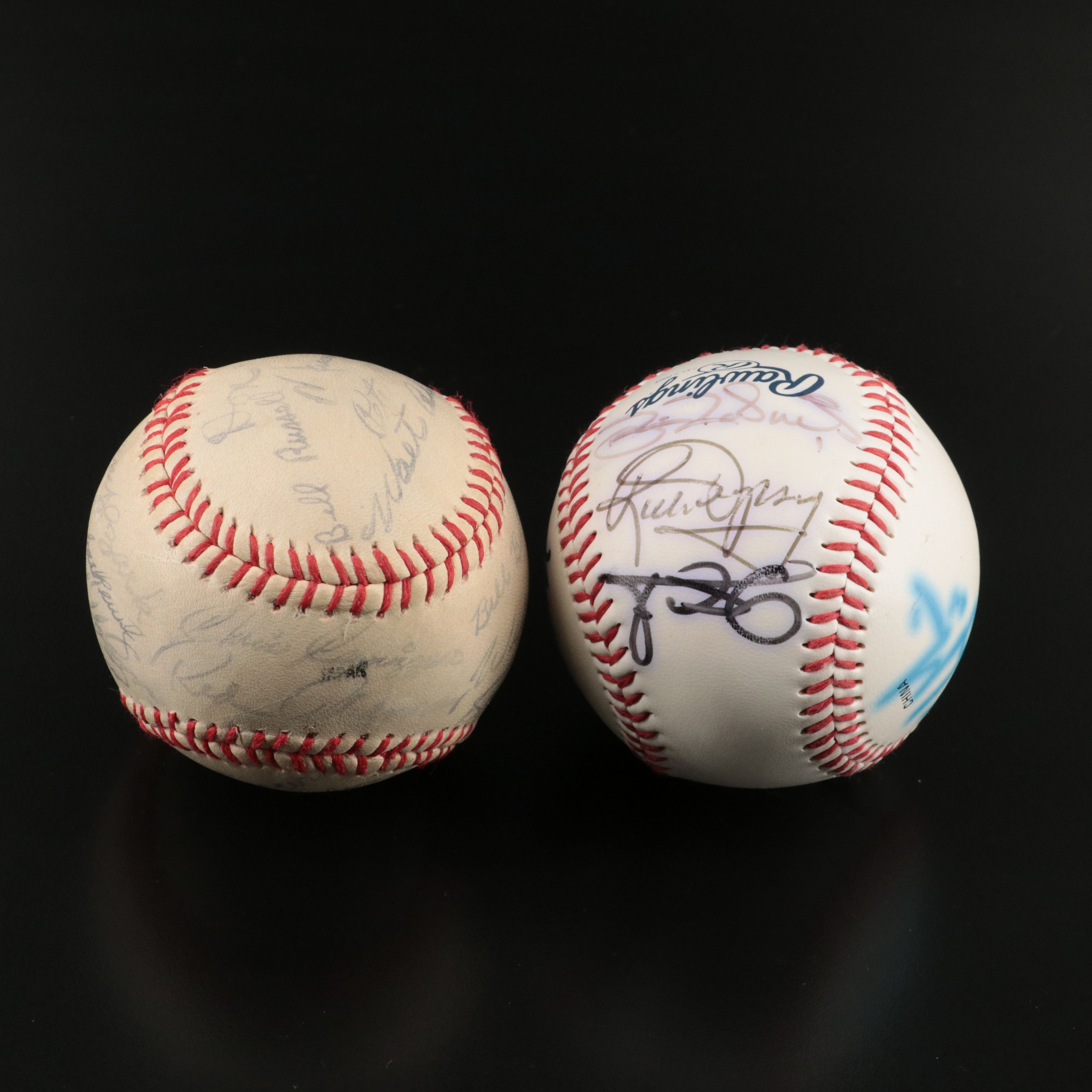 Two Signed Baseballs with Multiple Signatures, and Souvenir Baseballs