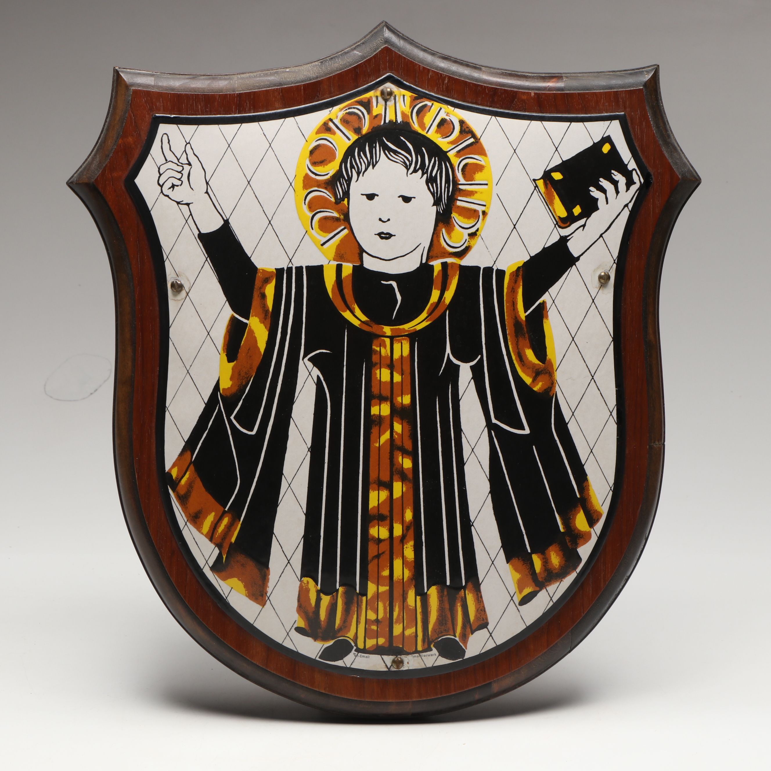 German Münchner Kindl Mounted Metal Plaque