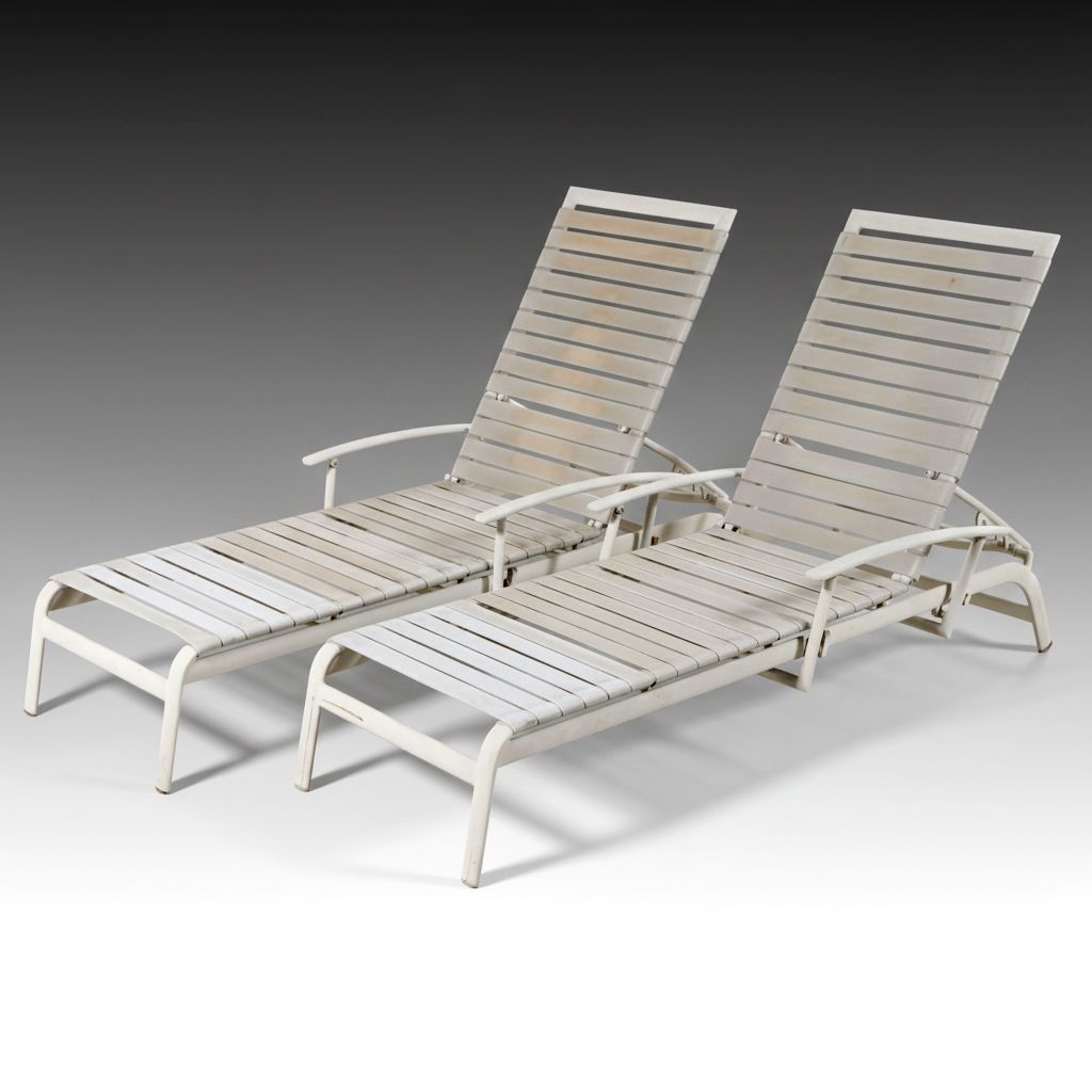 Powder Coated Metal Chaise Lounge with Vinyl Upholstery