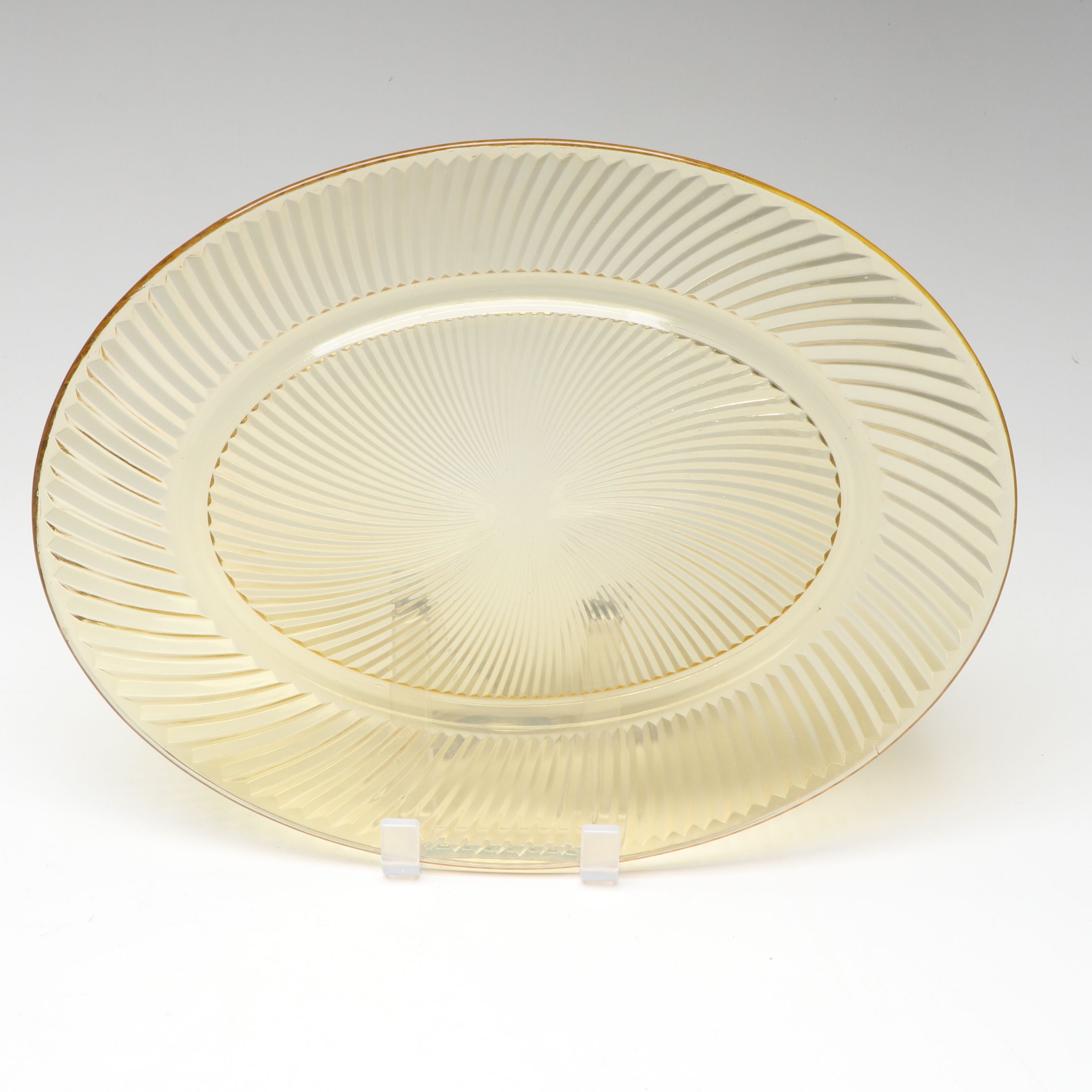 Federal Glass "Golden Glow" and Diana" Bowls and Platters with Centerpiece
