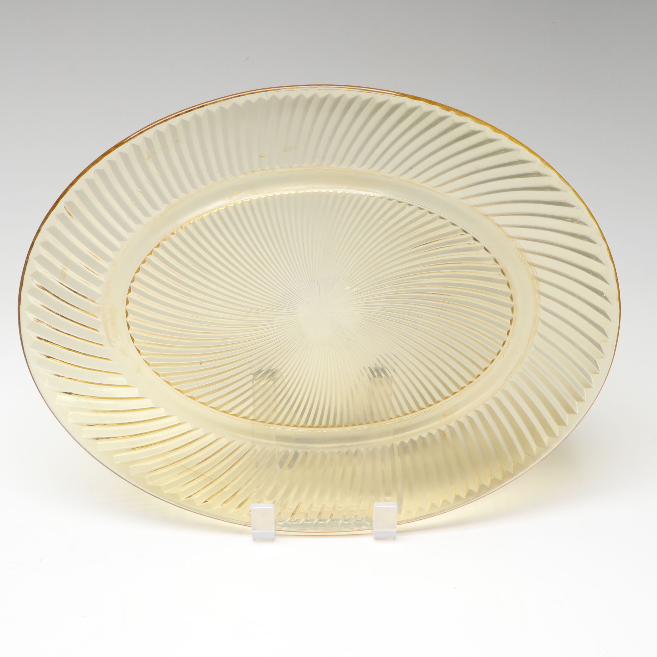 Federal Glass "Golden Glow" and Diana" Bowls and Platters with Centerpiece