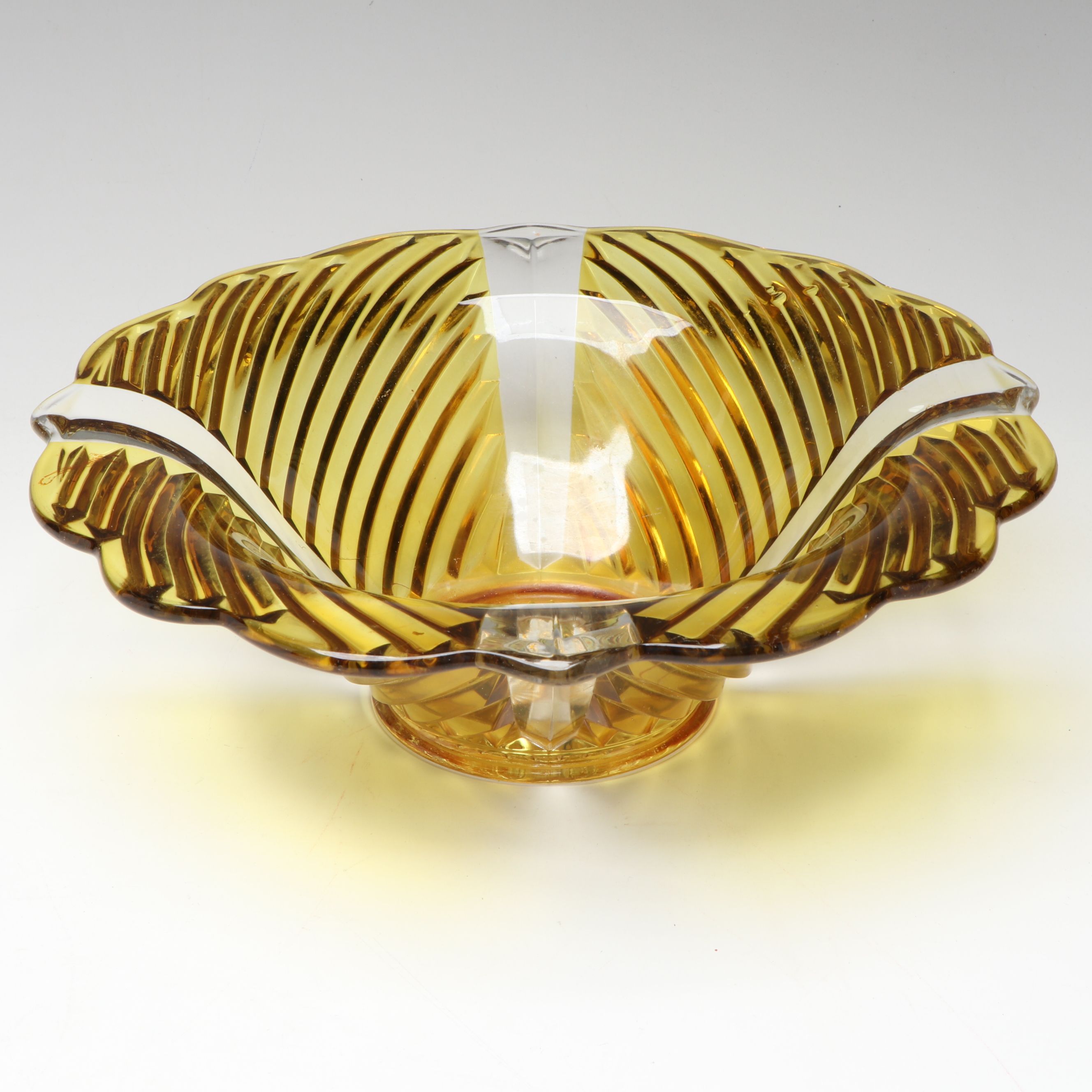 Federal Glass "Golden Glow" and Diana" Bowls and Platters with Centerpiece