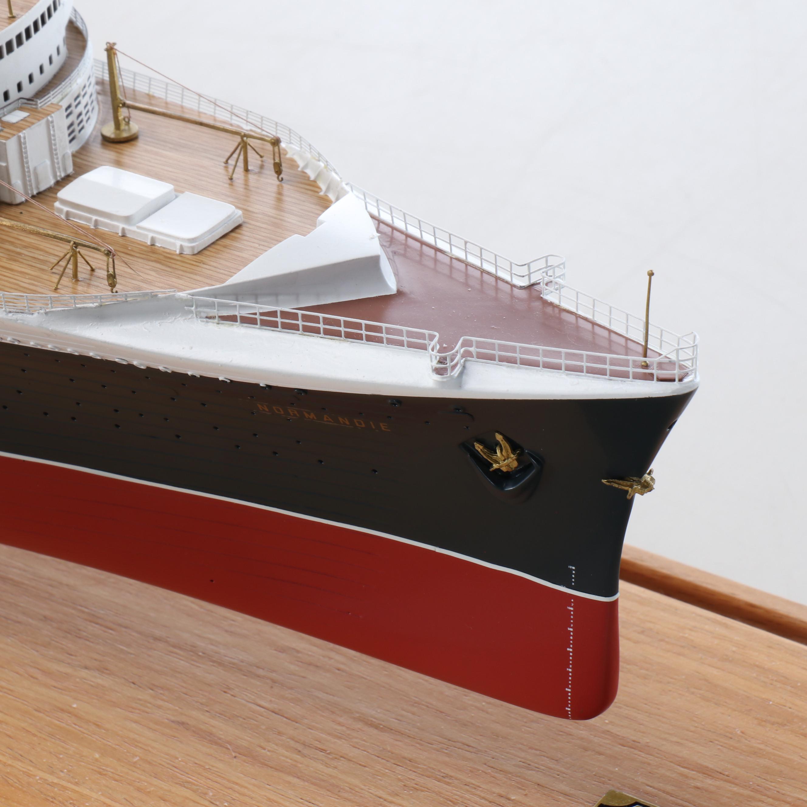 Handcrafted "S.S. Normandie" Wooden 1:350 Scale Model Ship
