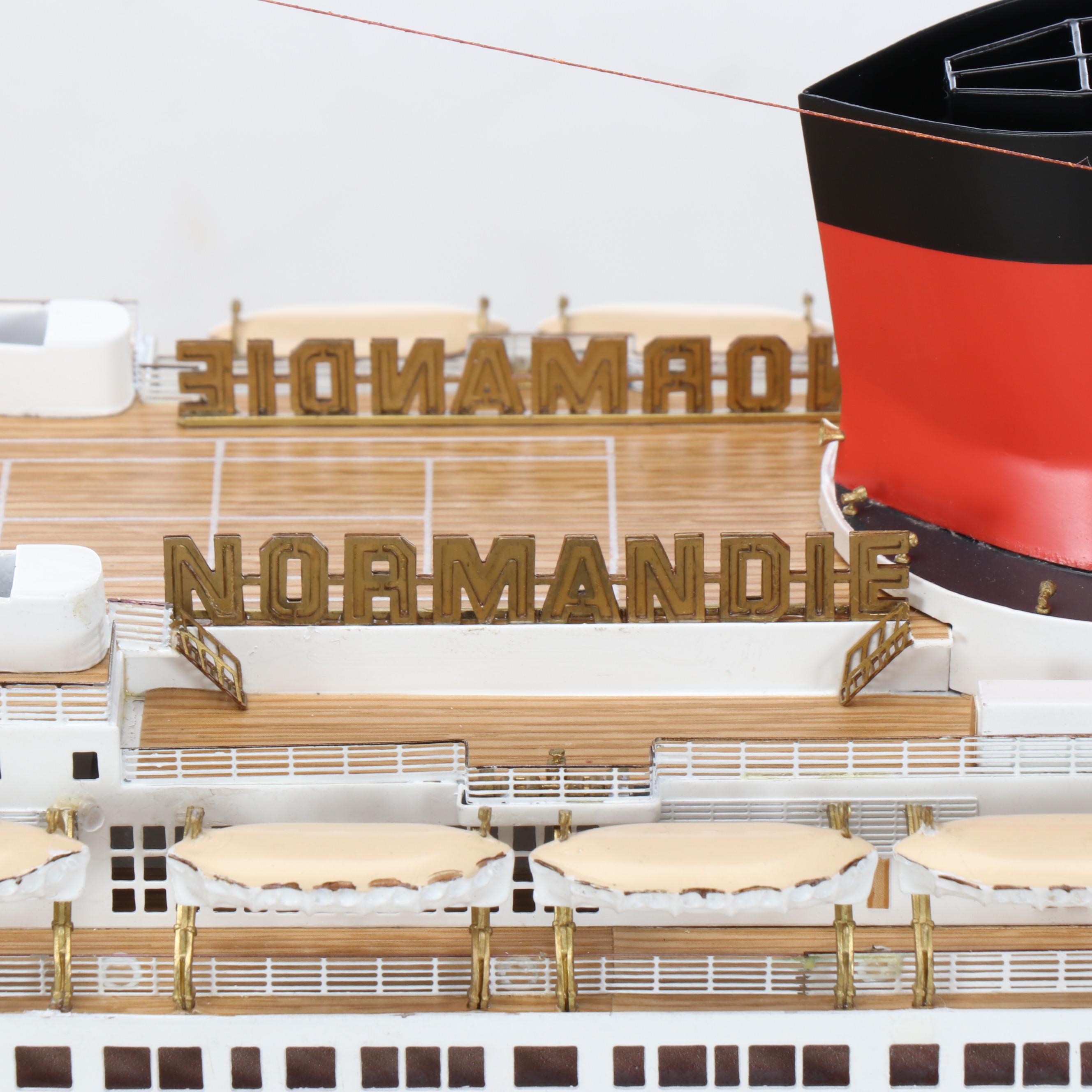 Handcrafted "S.S. Normandie" Wooden 1:350 Scale Model Ship