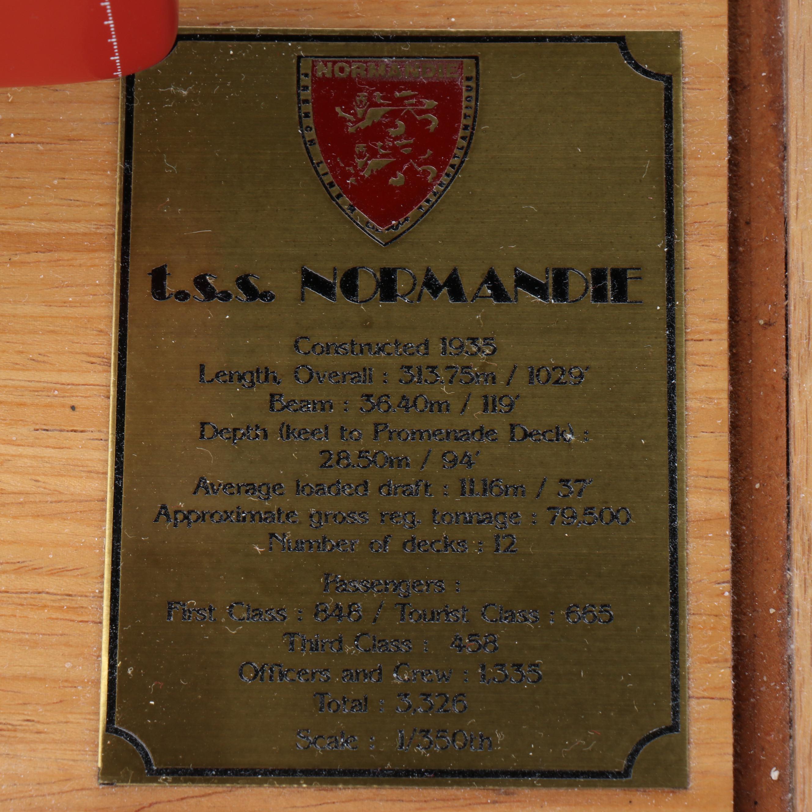 Handcrafted "S.S. Normandie" Wooden 1:350 Scale Model Ship