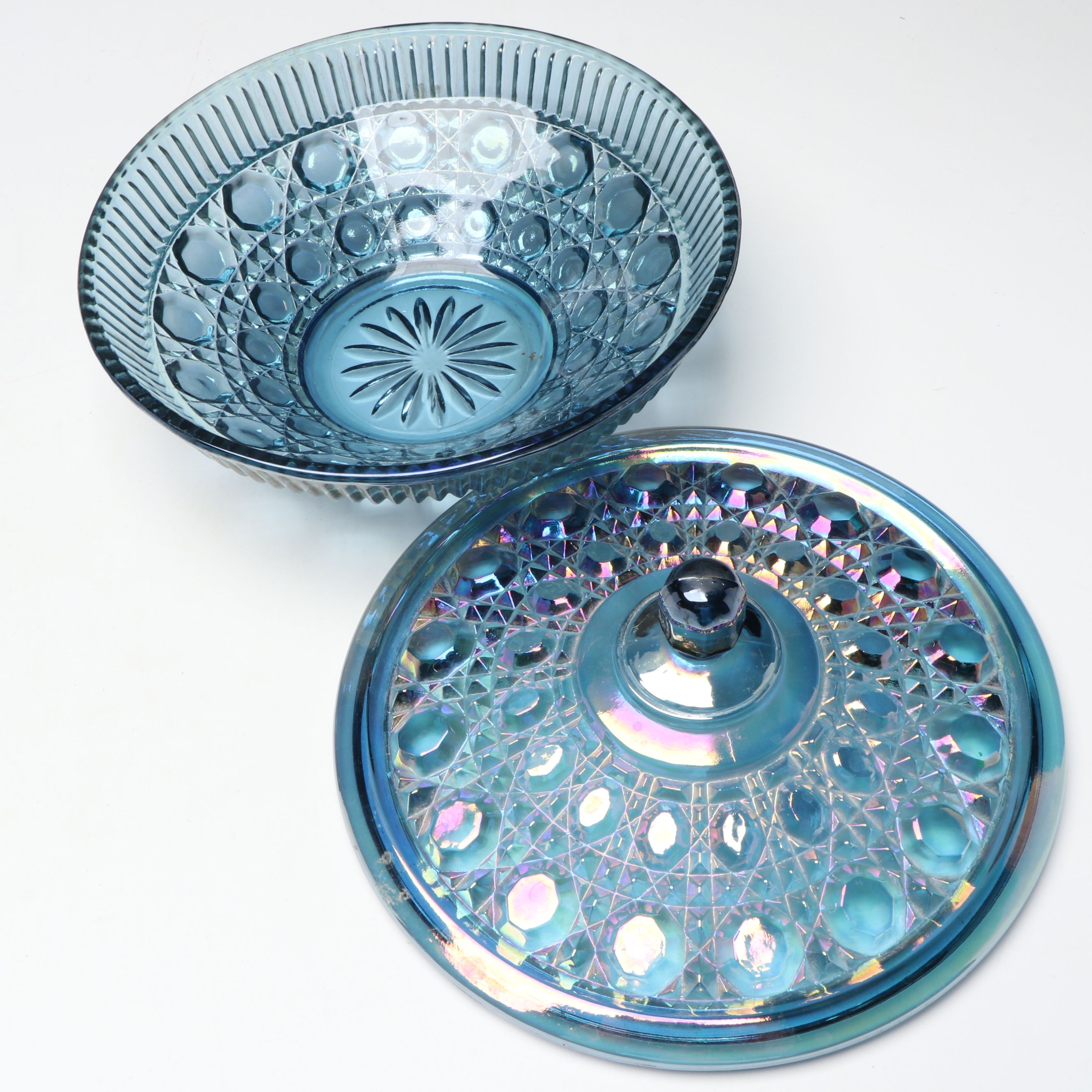 Indiana "Harvest Grape" Centerpiece with Other Carnival and Depression Glass