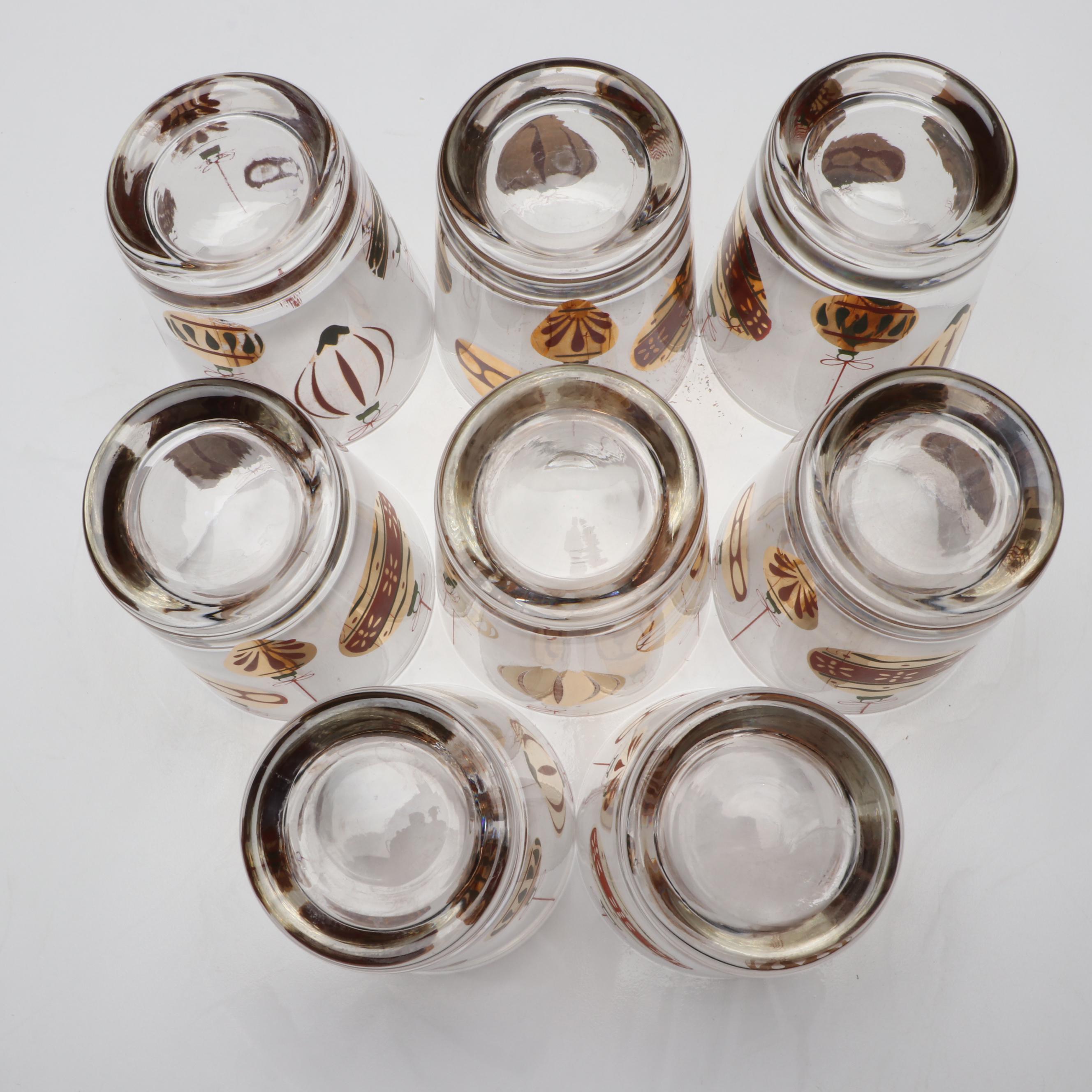 Gilt Christmas Ornaments Double Old Fashioned Glasses