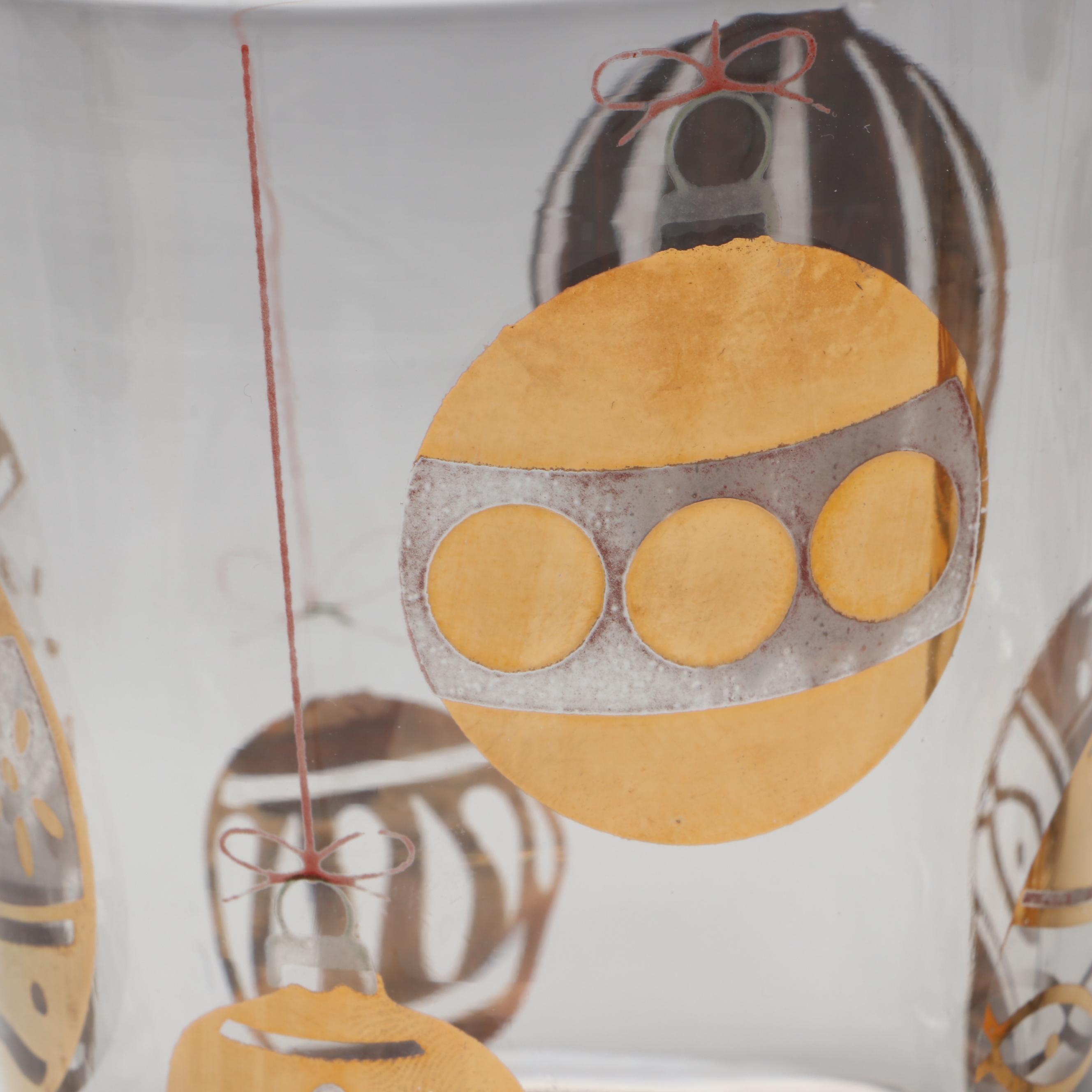 Gilt Christmas Ornaments Double Old Fashioned Glasses