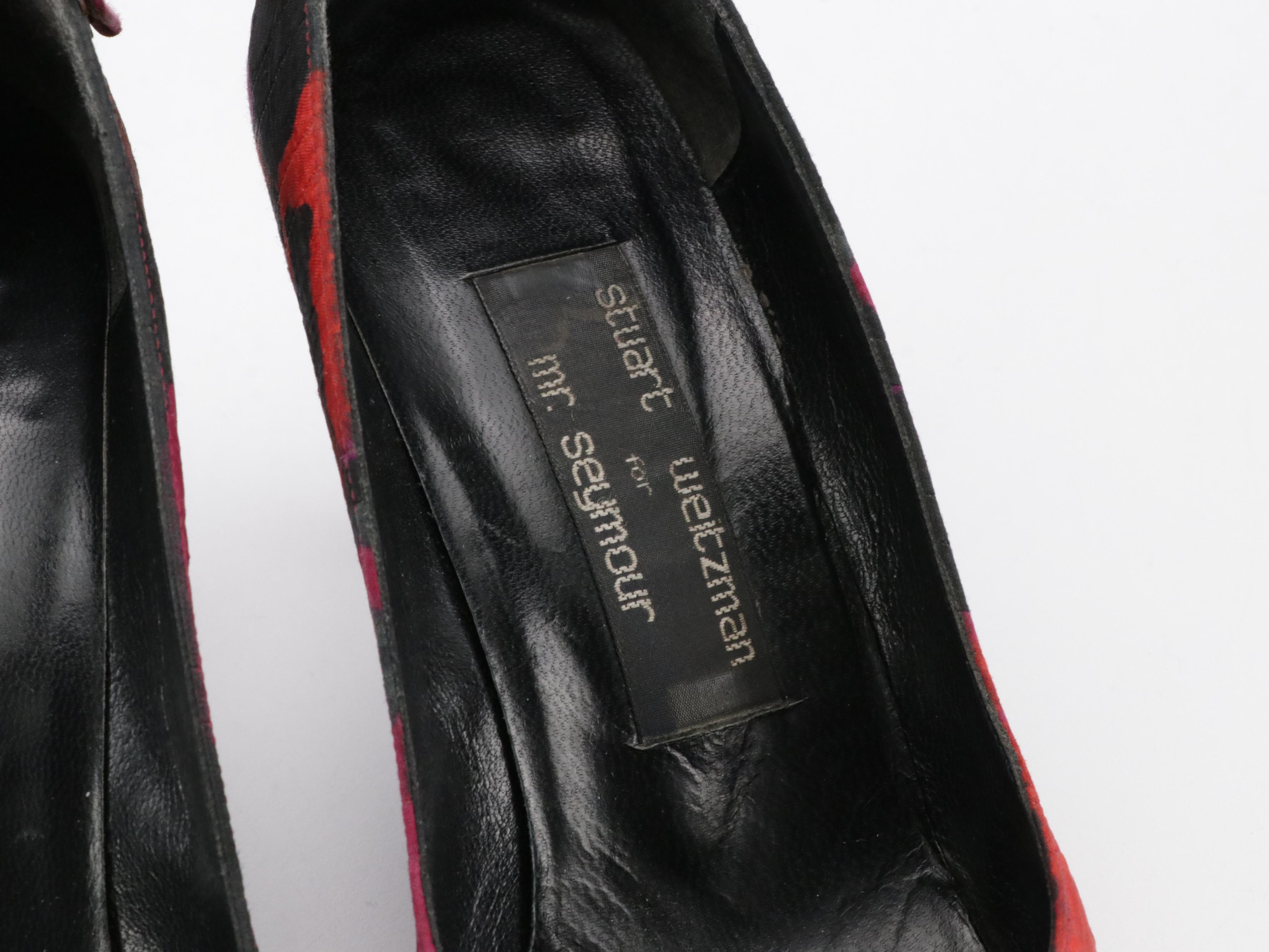 Salvatore Ferragamo Magenta Suede Pumps and Stuart Weitzman Floral Bow Pumps