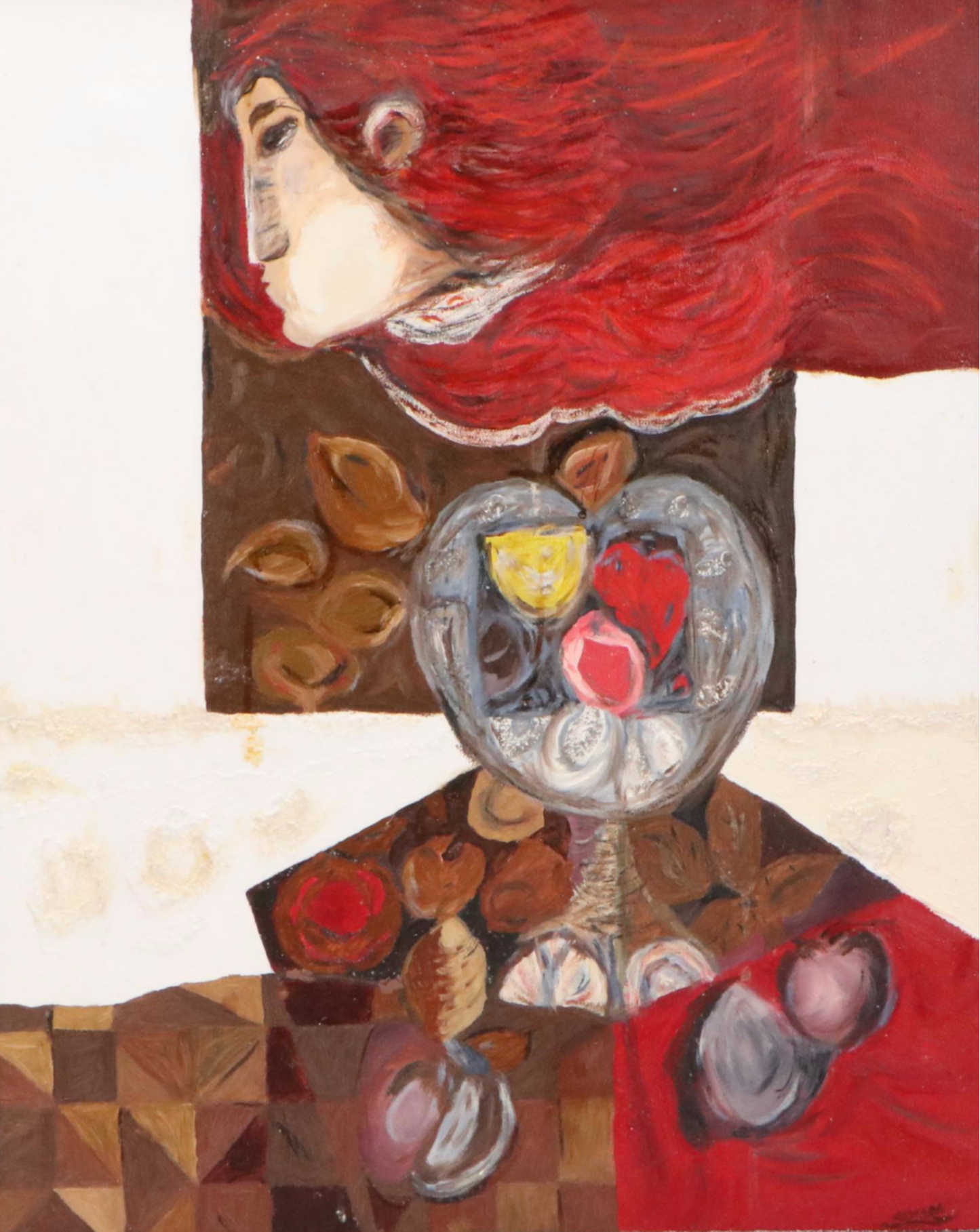 After Àlvar Suñol Munoz-Ramos Acrylic Painting "Perspectiva Con Imagen"