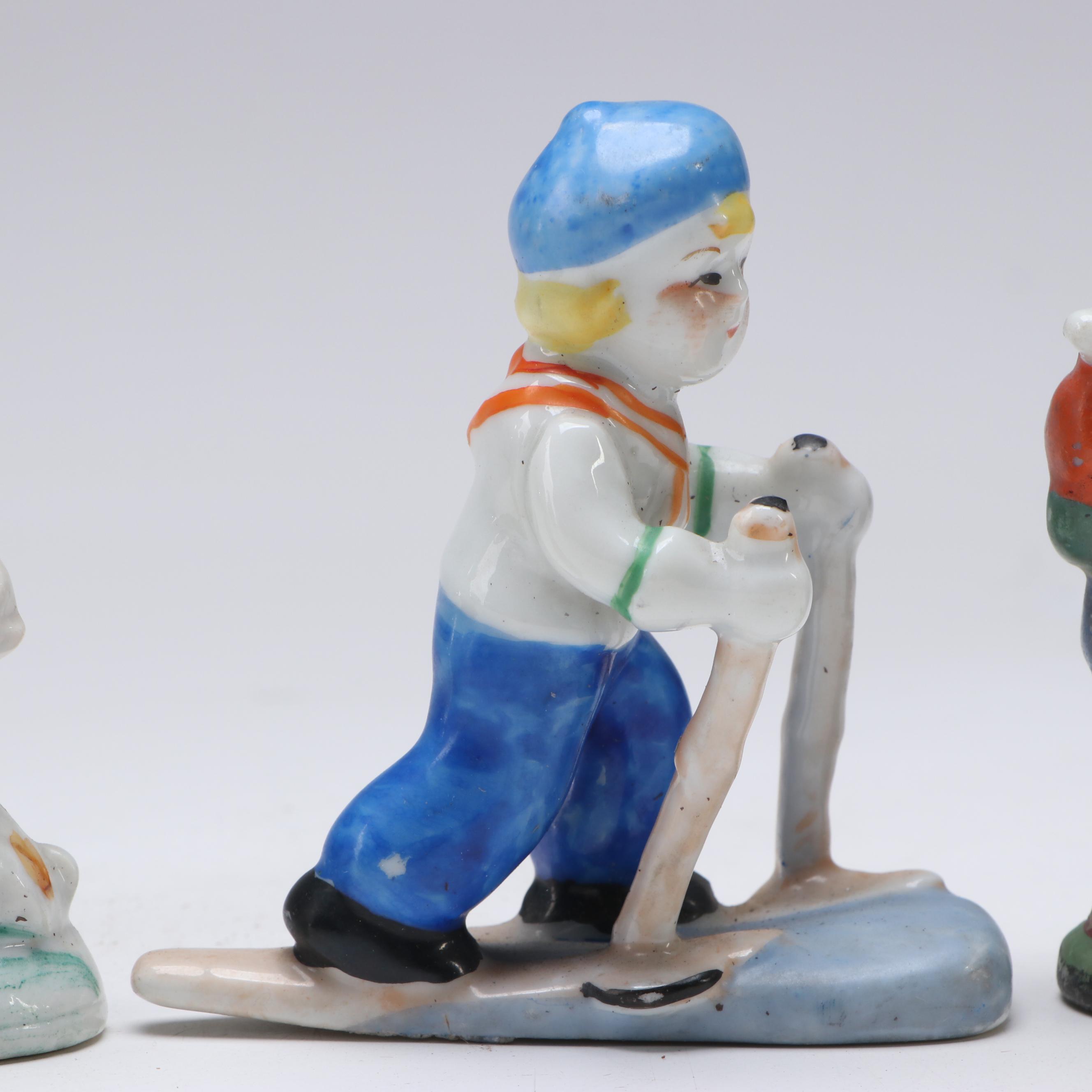 Occupied Japan Porcelain Children Figurines, Mid-20th Century