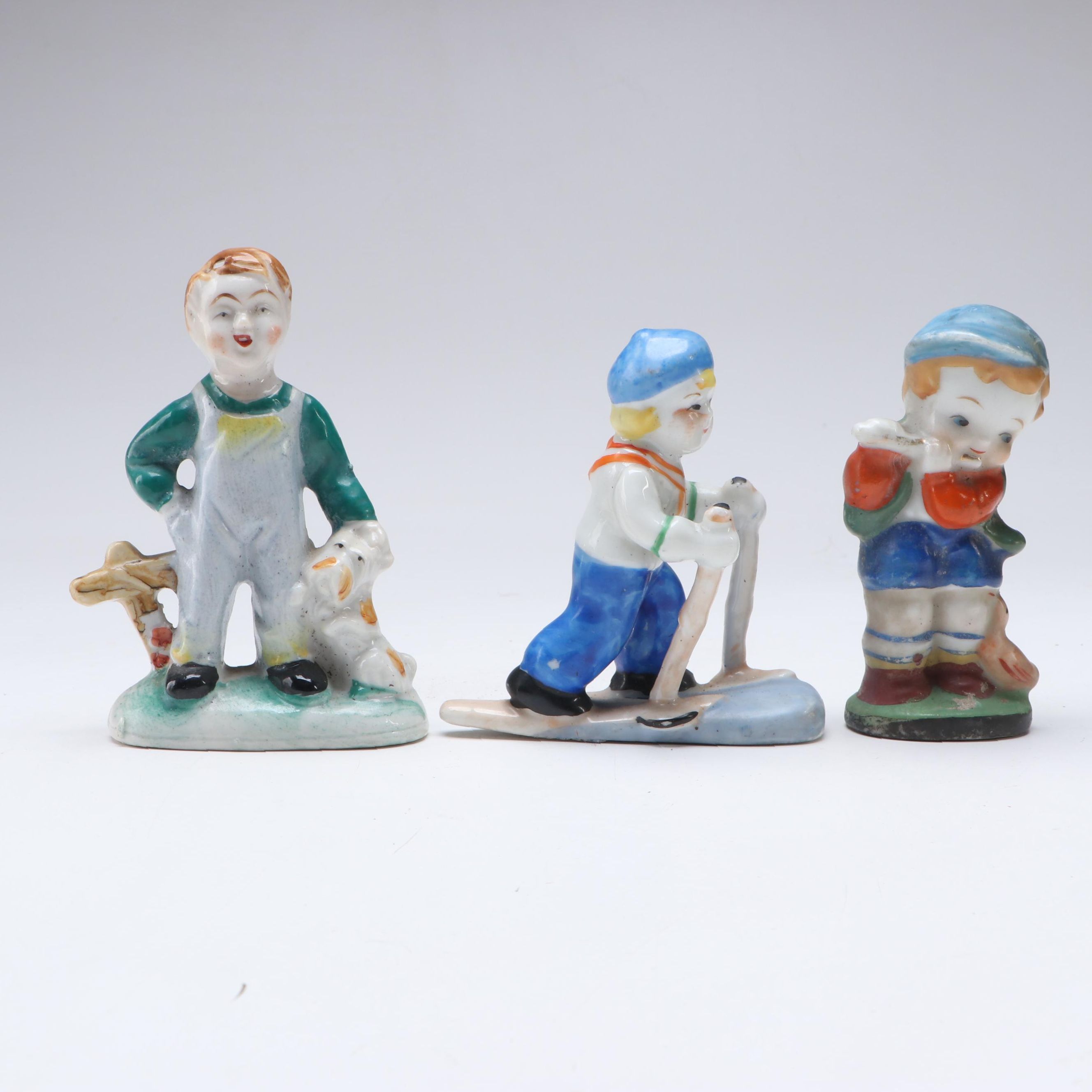 Occupied Japan Porcelain Children Figurines, Mid-20th Century
