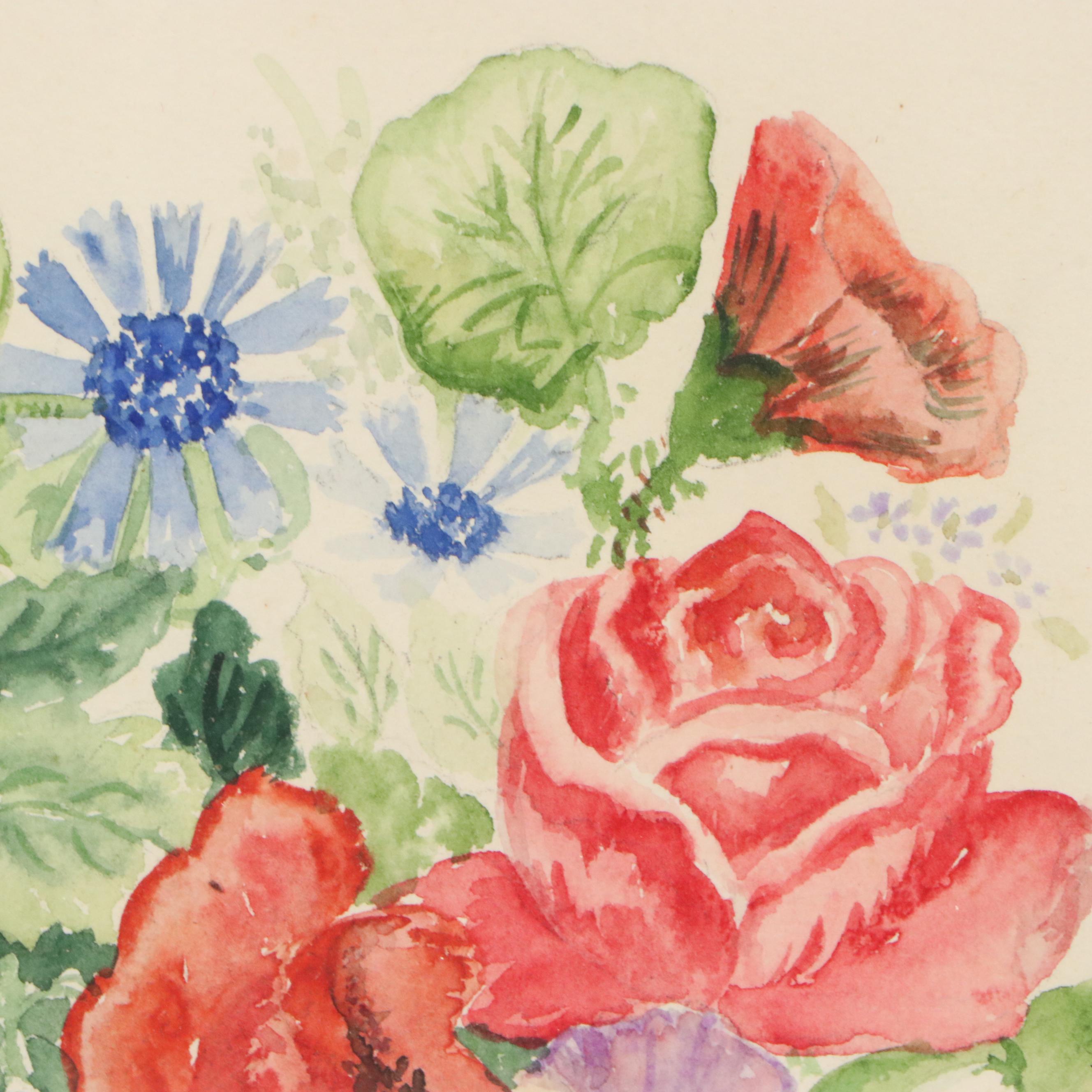 Betty E. Meghan Floral Watercolor Painting, 1994