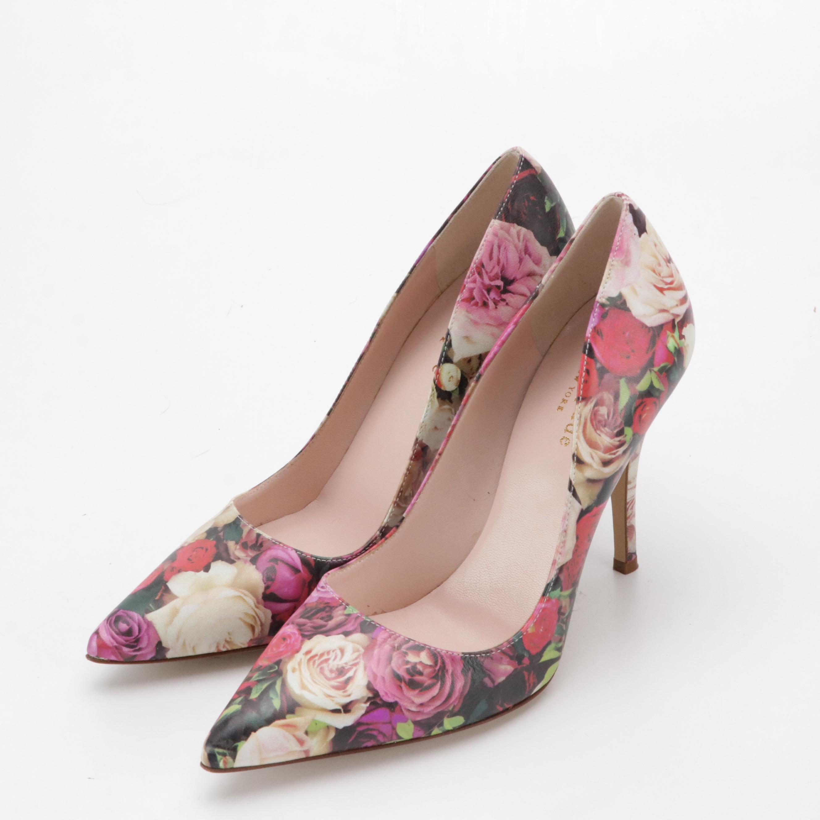 Stuart Weitzman "Kilt" Purple Kidskin Heels, Kate Spade "Licorice" Floral Pumps